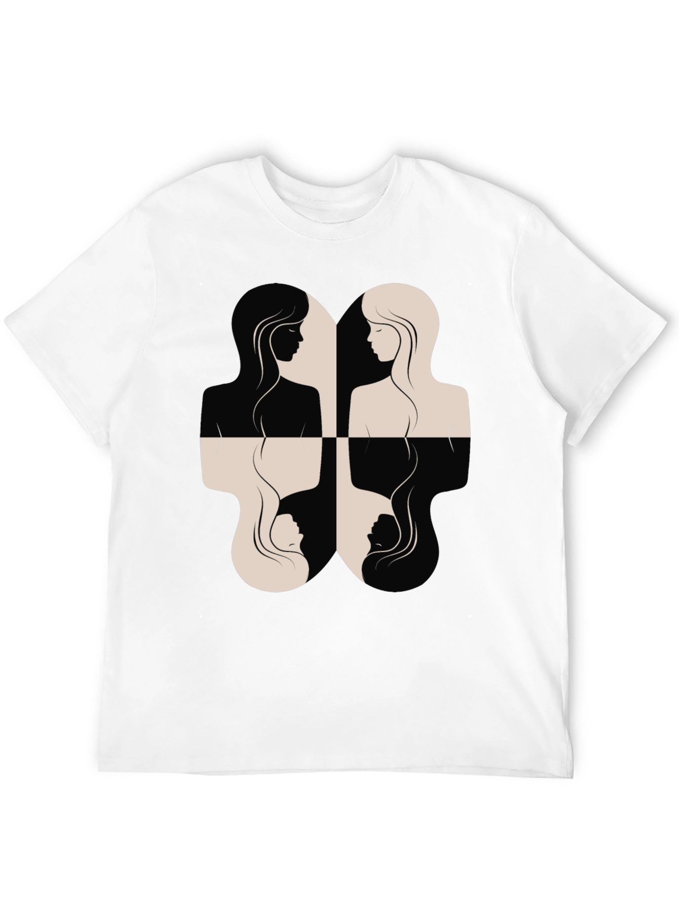 Black Yin Yang Women's Silhouette Graphic Tee - Black view 12