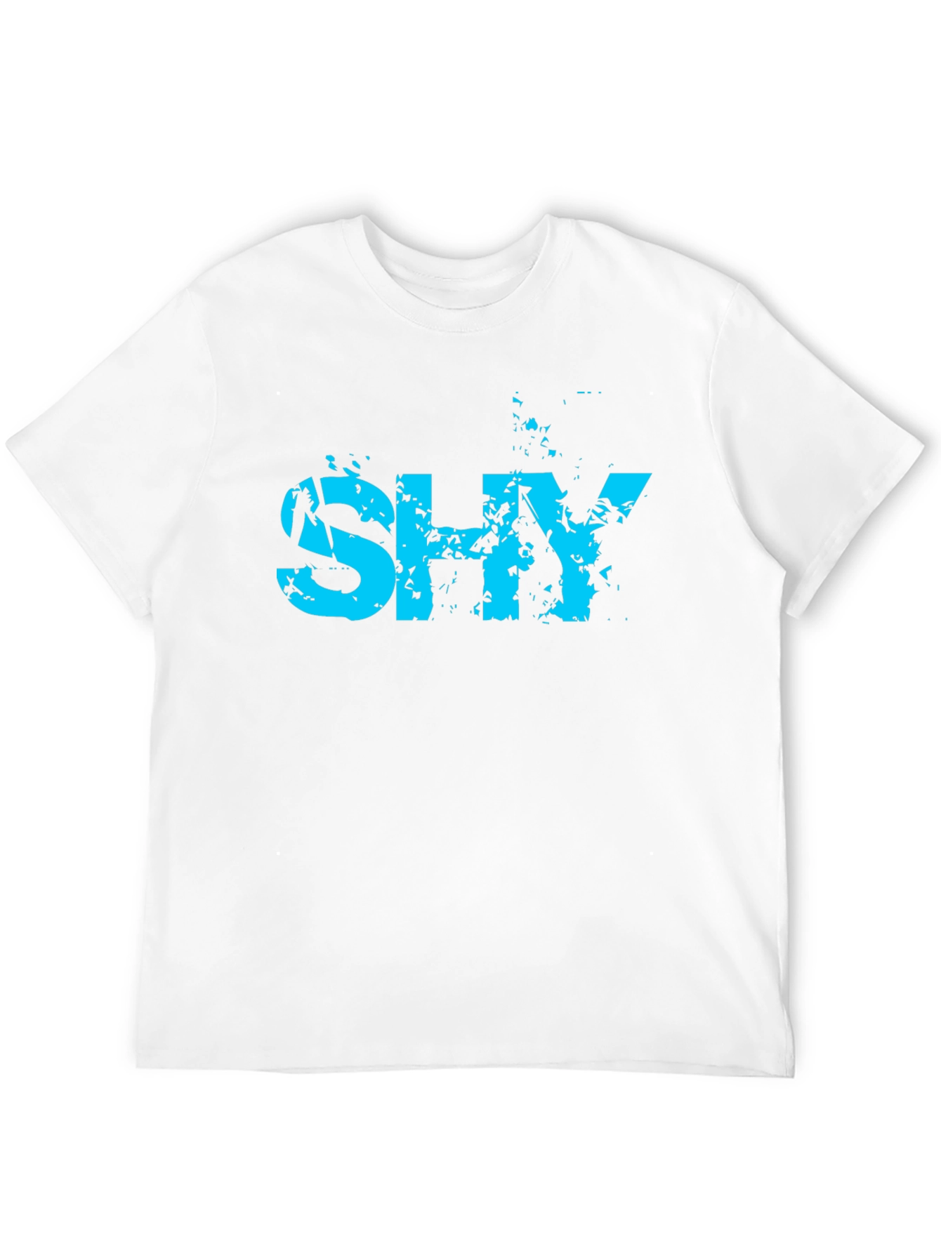 Black Men's "Shy" Graphic T-Shirt - Edgy Blue Print view 12