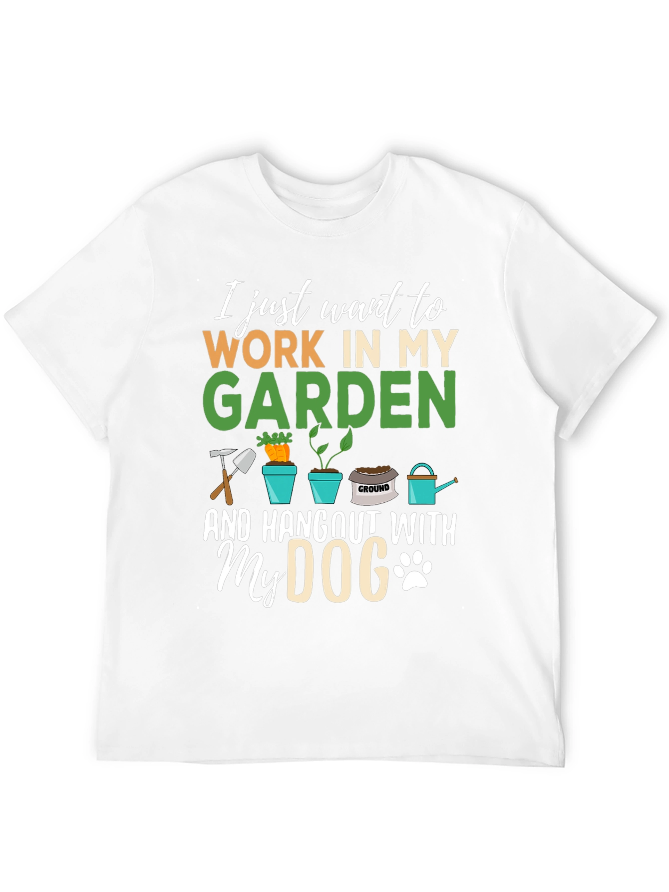 Black Gardener's Tee: Work in My Garden and Hang Out With My Dog T-Shirt view 12