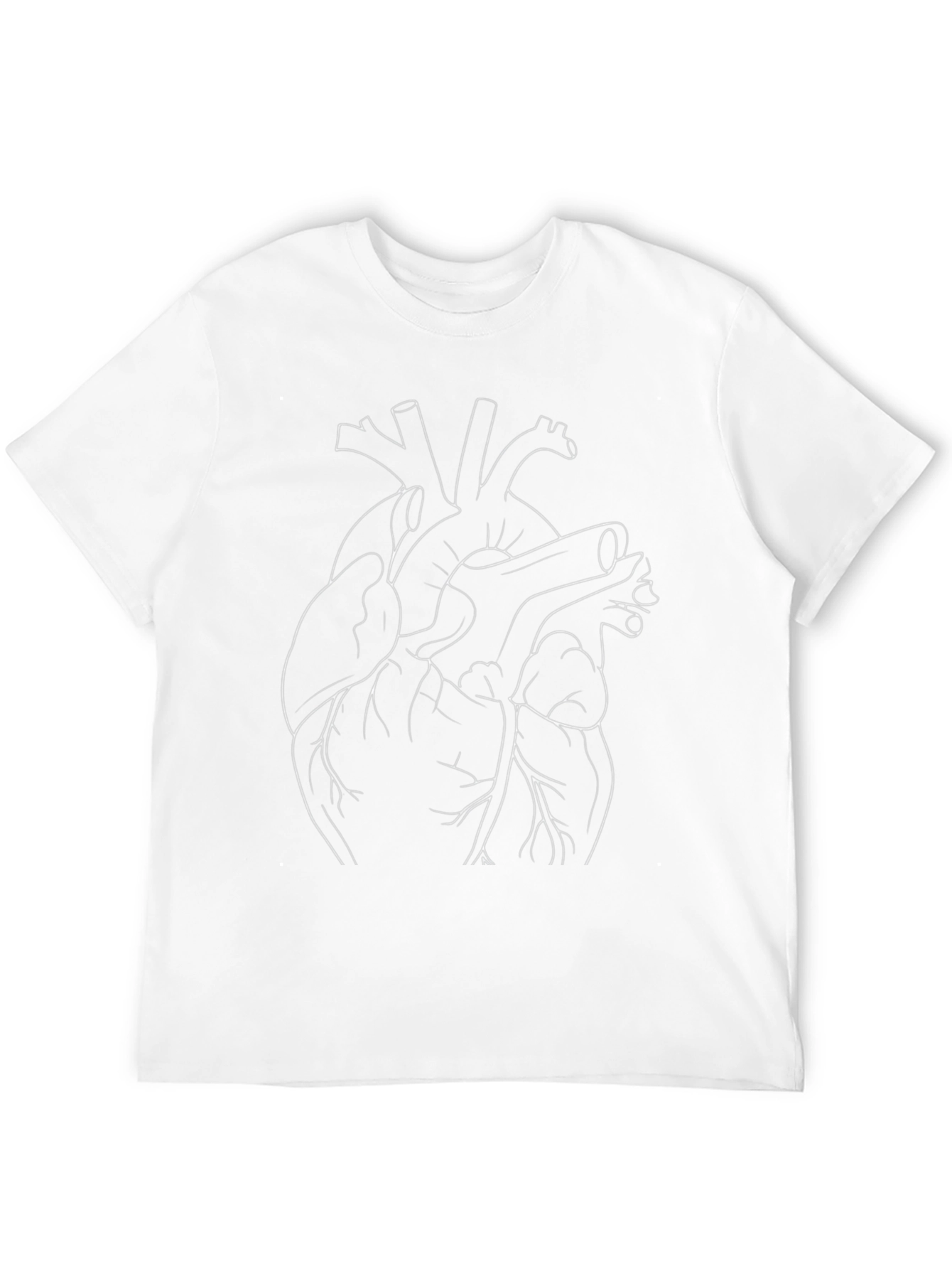 Black Anatomical Heart Outline Graphic T-Shirt view 12