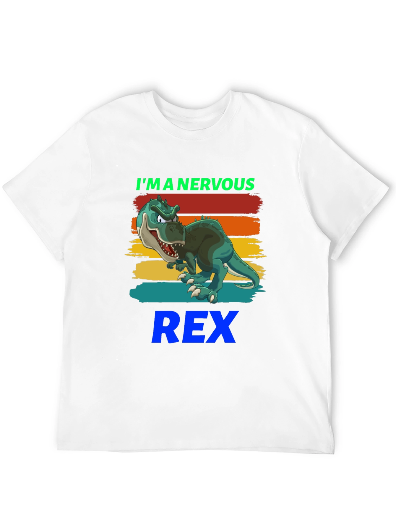 Black Nervous Rex T-Shirt - Cartoon Dinosaur Tee view 12