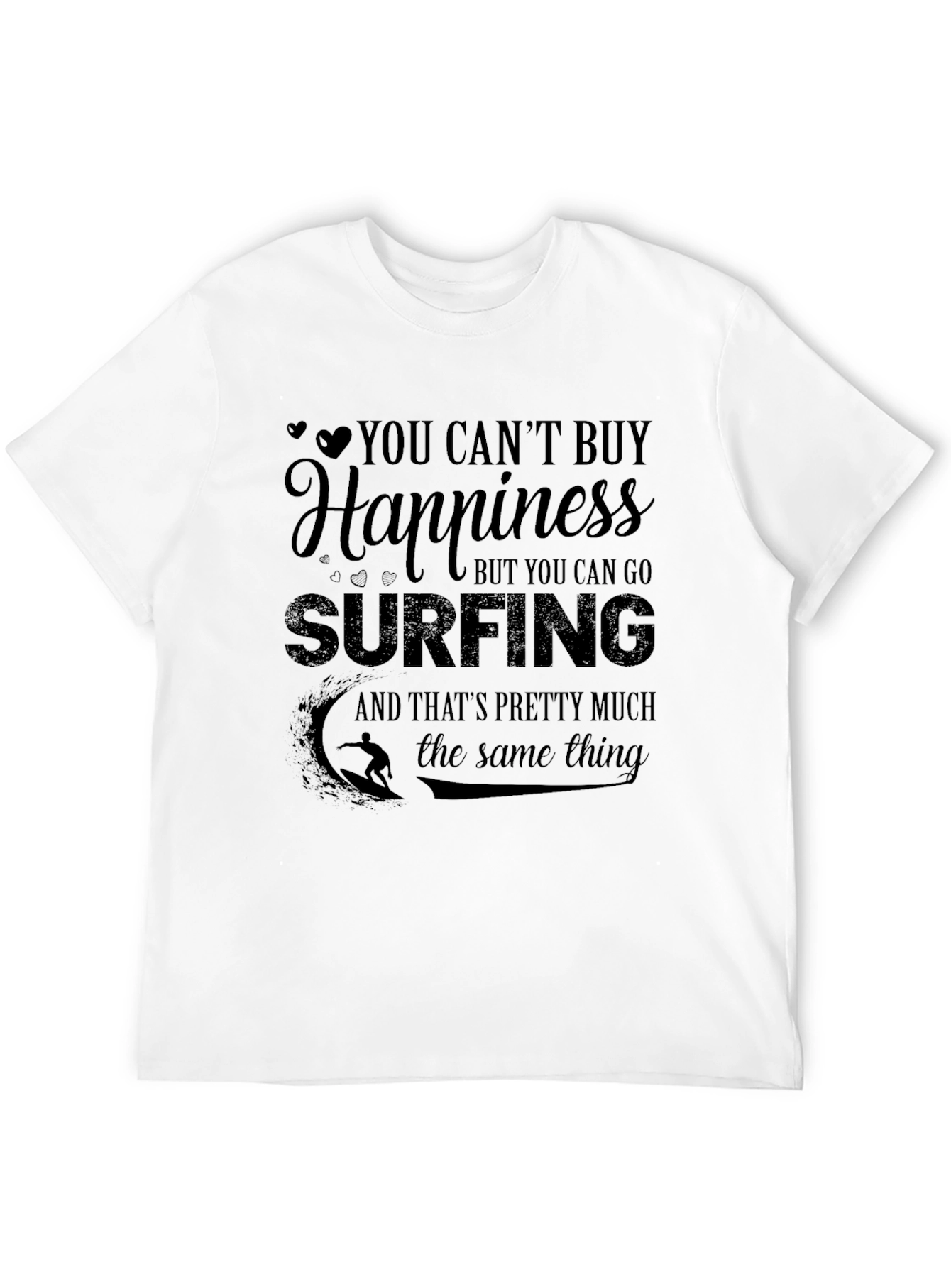 Black Surfing Happiness Black T-Shirt view 12