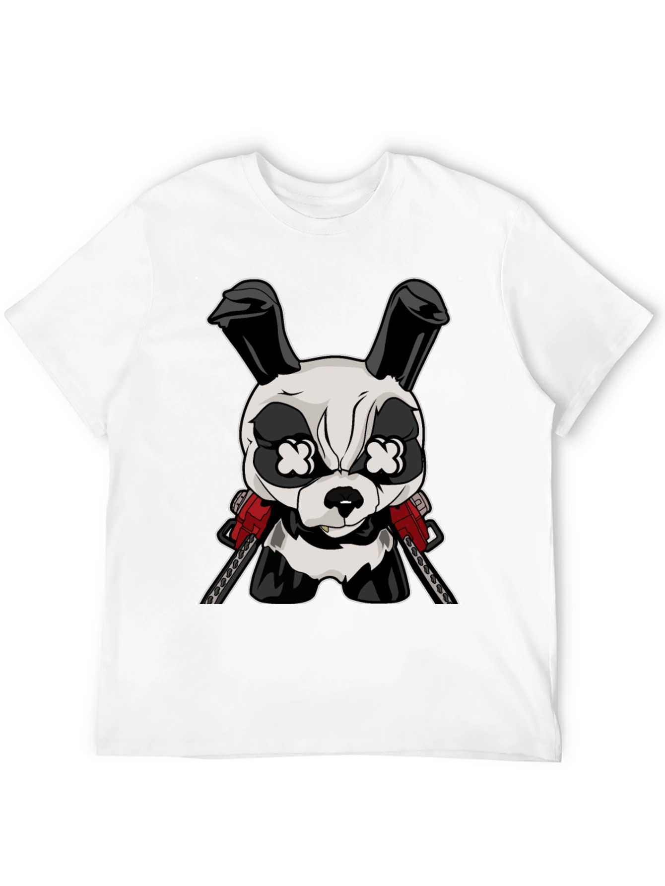 Black Cartoon Rabbit Chainsaw T-Shirt view 12
