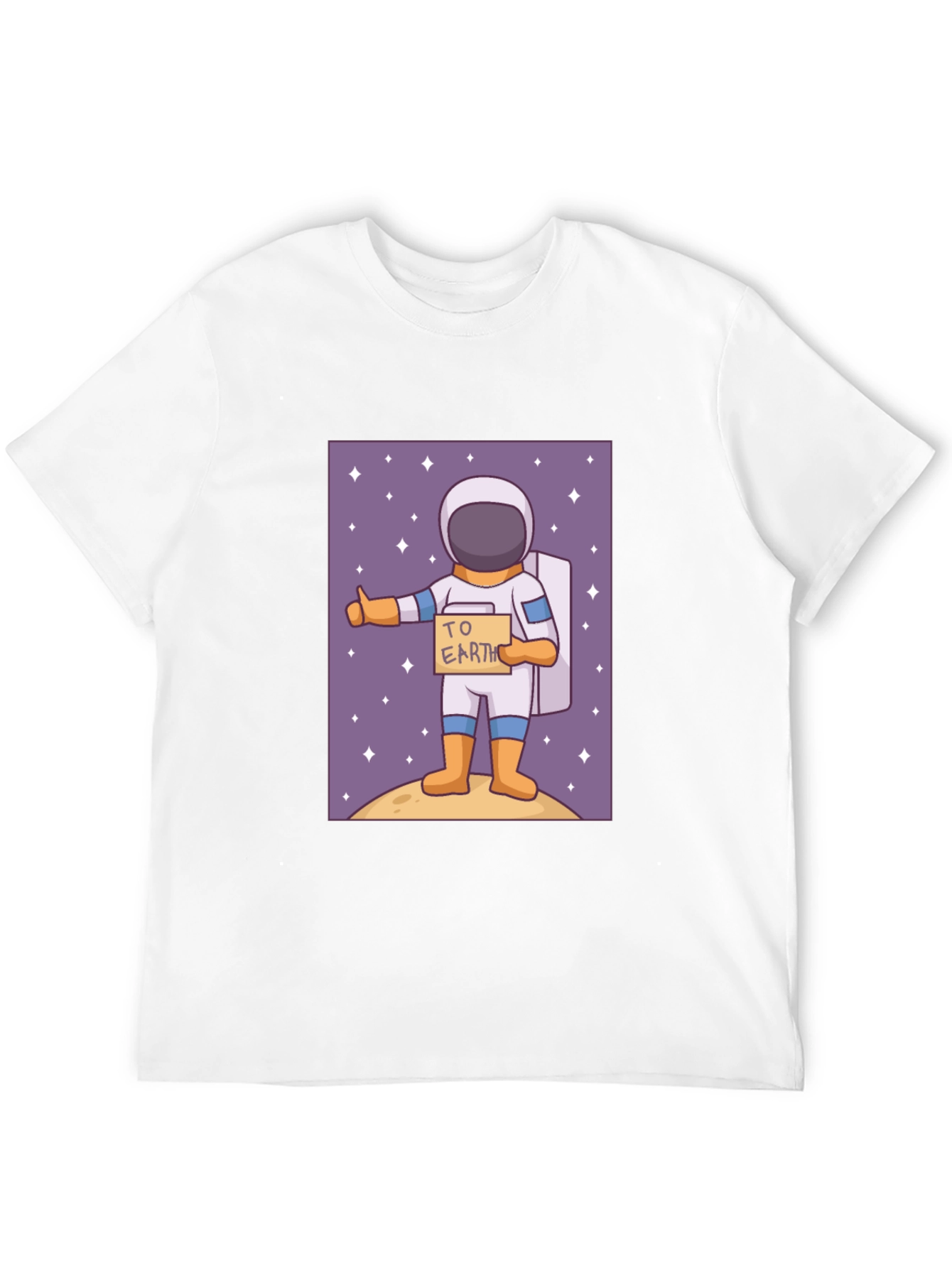 Black Astronaut Hitchhiking T-Shirt - To Earth Cartoon Tee view 12