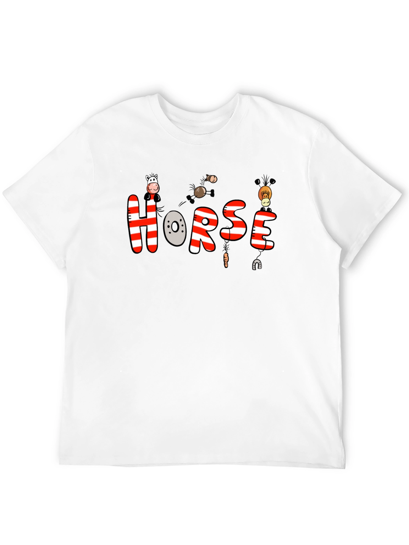 Black Cartoon Horse Graphic Tee - Black Cotton T-Shirt view 12