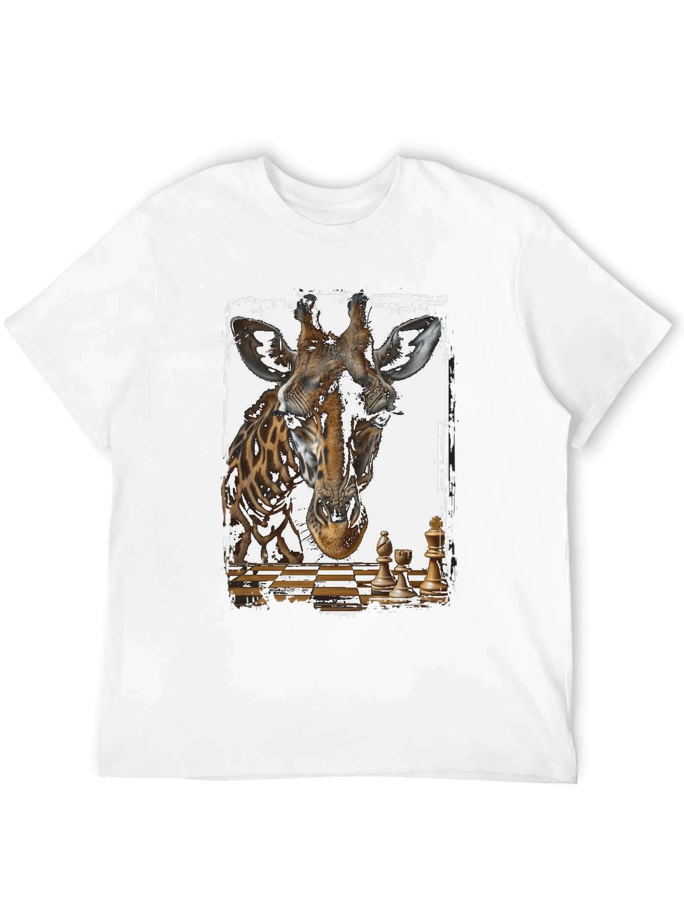 Black Giraffe Chess Graphic Tee - Novelty Design T-Shirt view 12