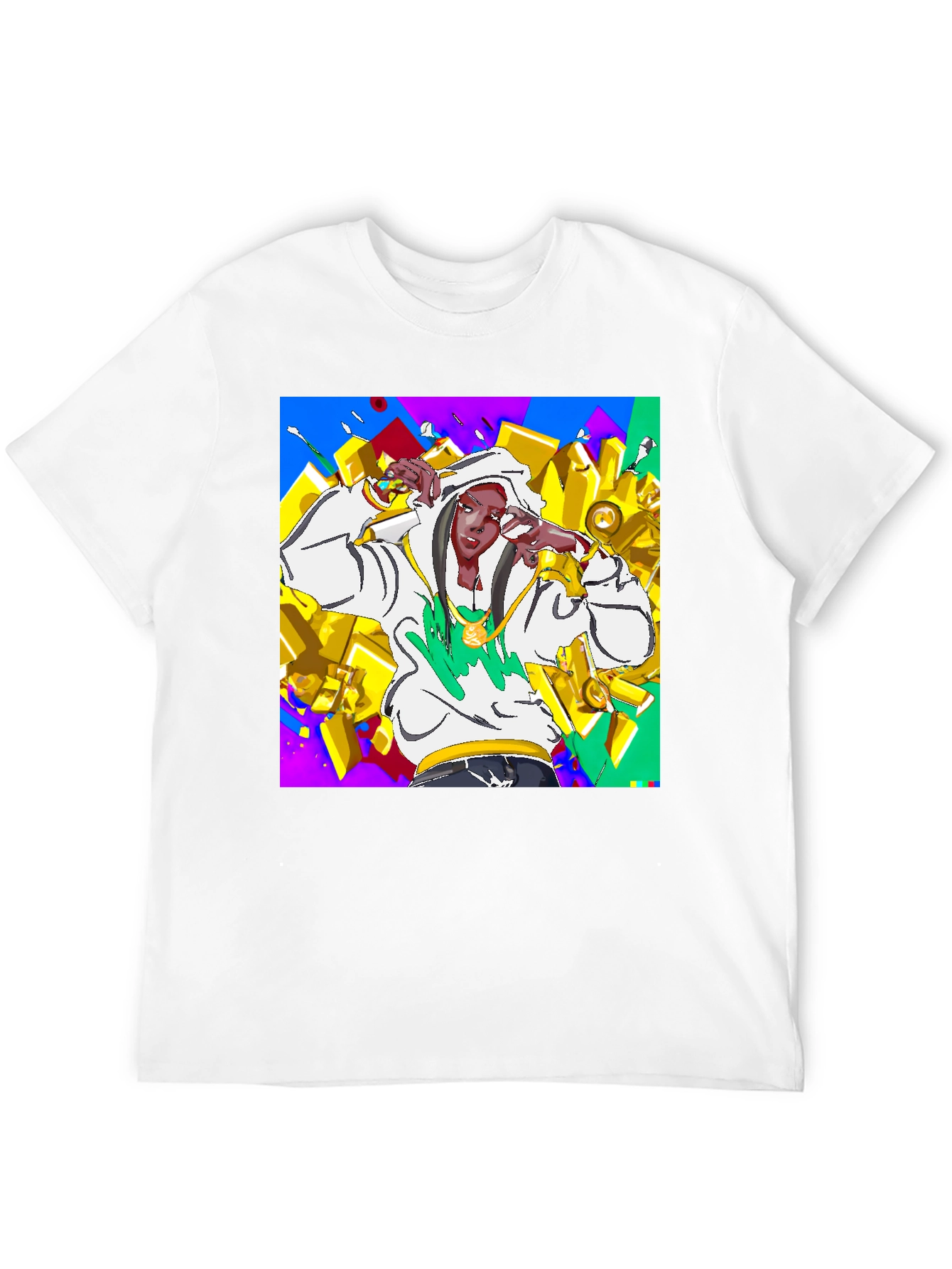 Black Urban Style Graphic Tee - Animated Character Design view 12