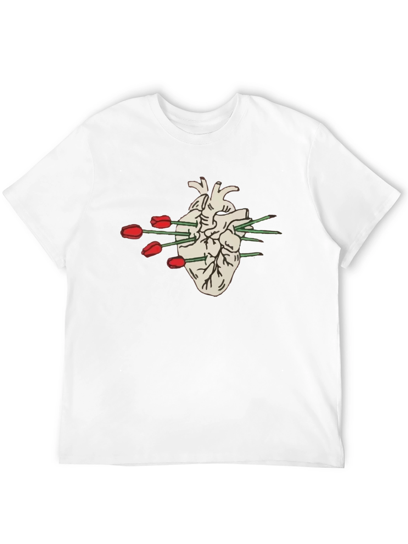 Black Anatomical Heart T-Shirt - Floral Arrow Design view 12