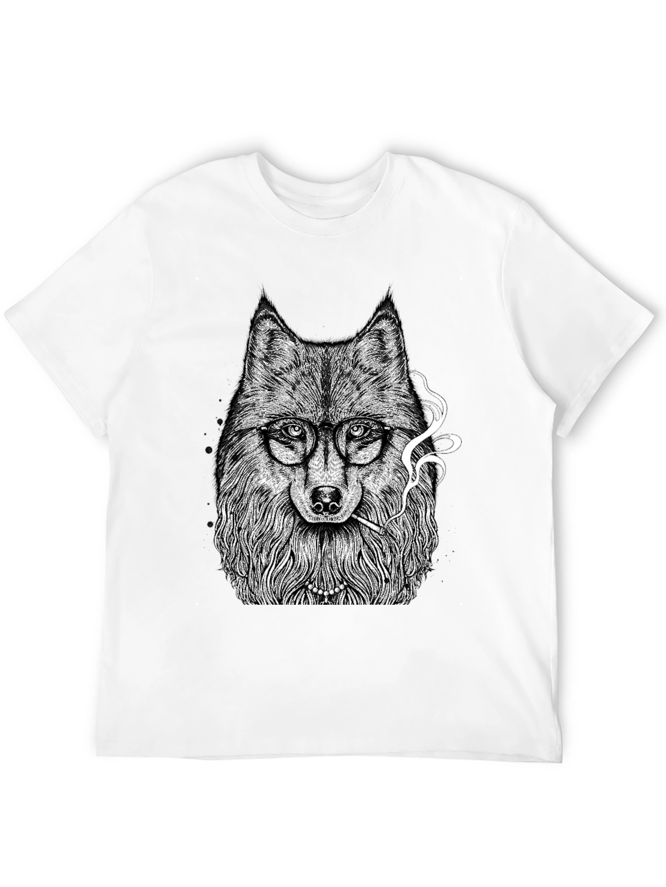 Black Wolf with Glasses Graphic Tee - Black view 12