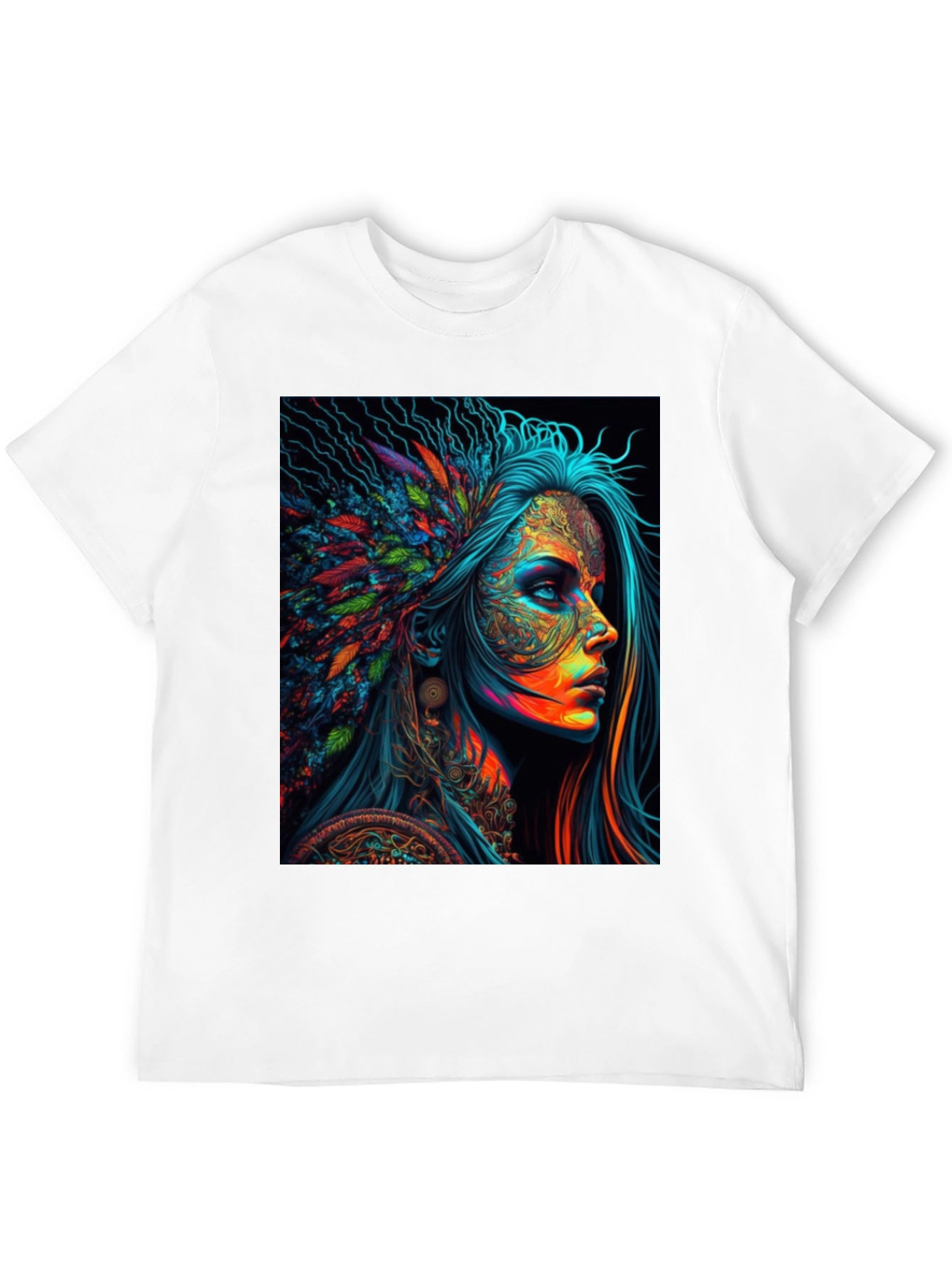 Black Vibrant Psychedelic Woman Graphic T-Shirt view 12