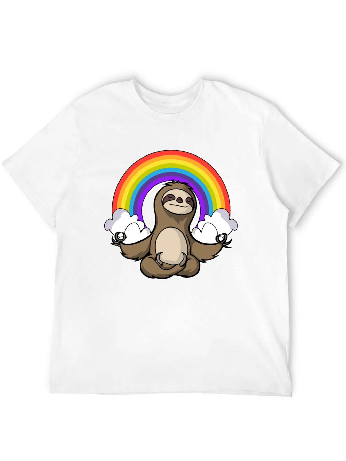 Black Meditating Sloth Rainbow T-Shirt - Relaxed Zen Style view 12