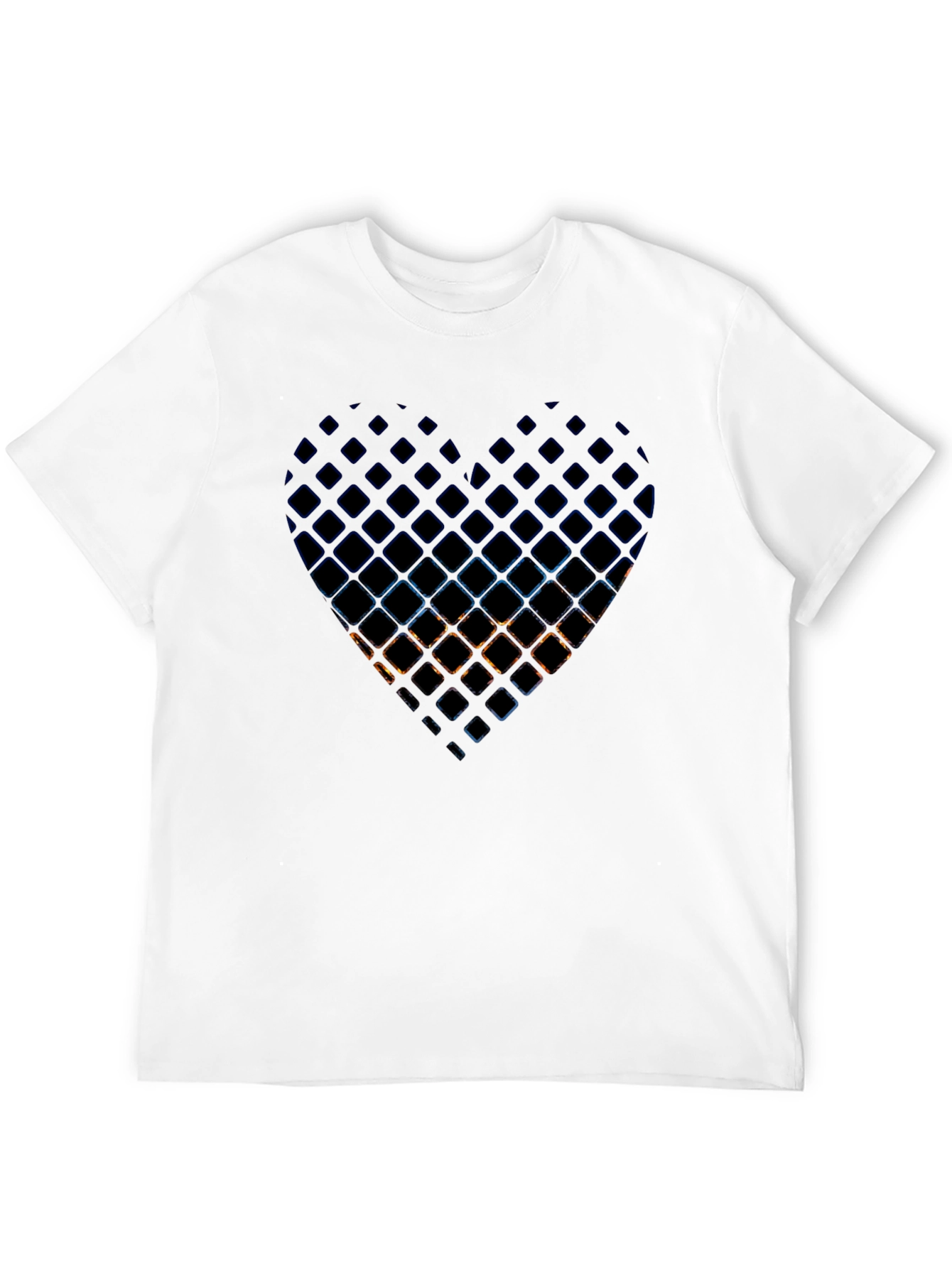 Black Abstract Heart Grid Men's Black T-Shirt view 12