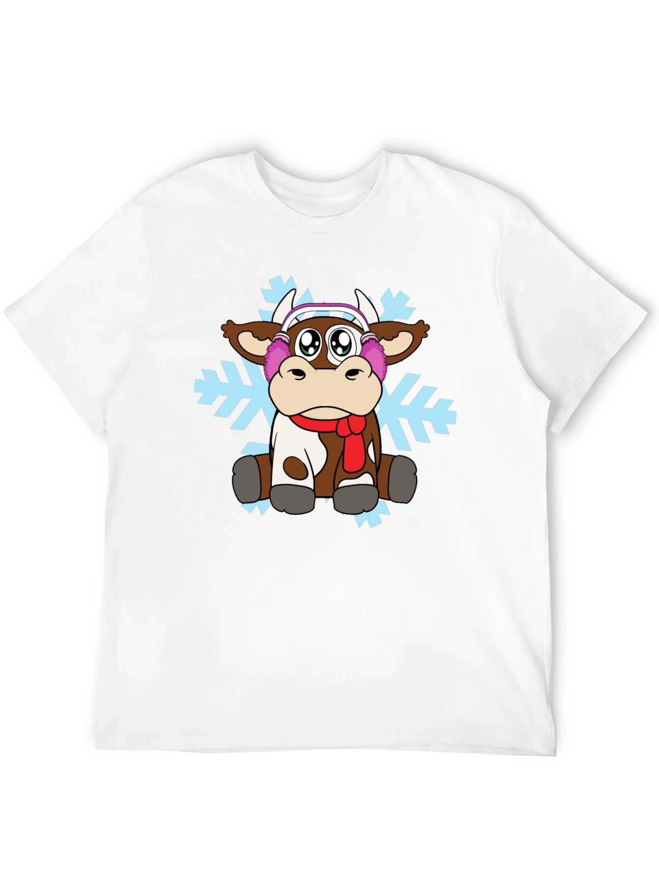 Black Cute Cartoon Cow Winter T-Shirt view 12