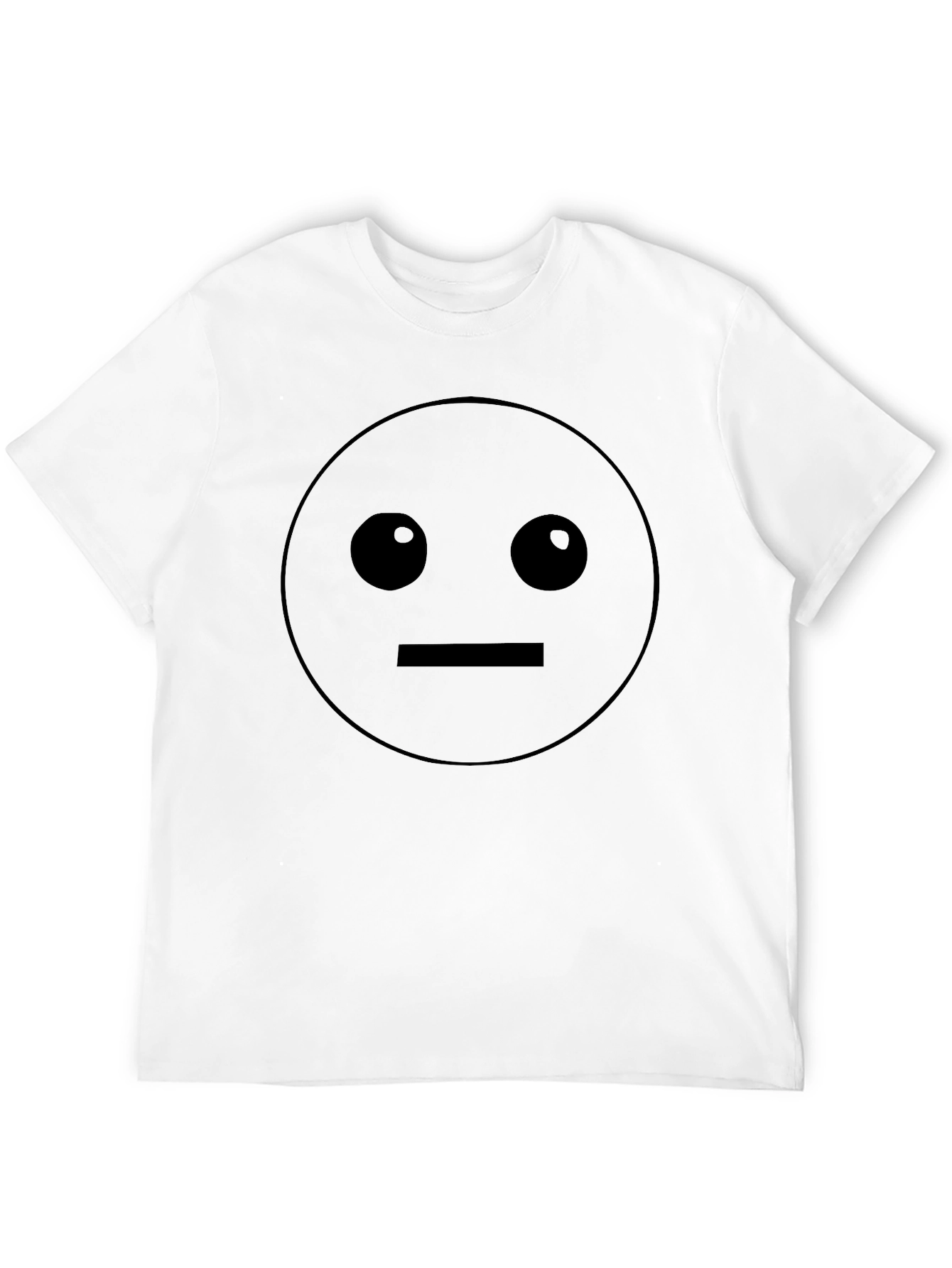 Black Deadpan Emoji Black T-Shirt - Classic Crew Neck Tee view 12