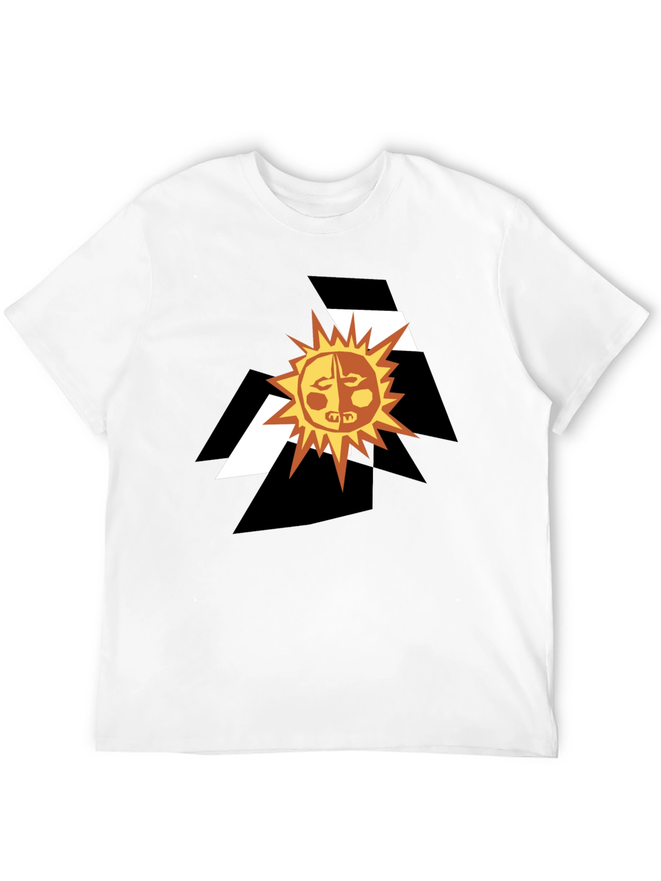 Black Abstract Sun Graphic Black T-Shirt view 12