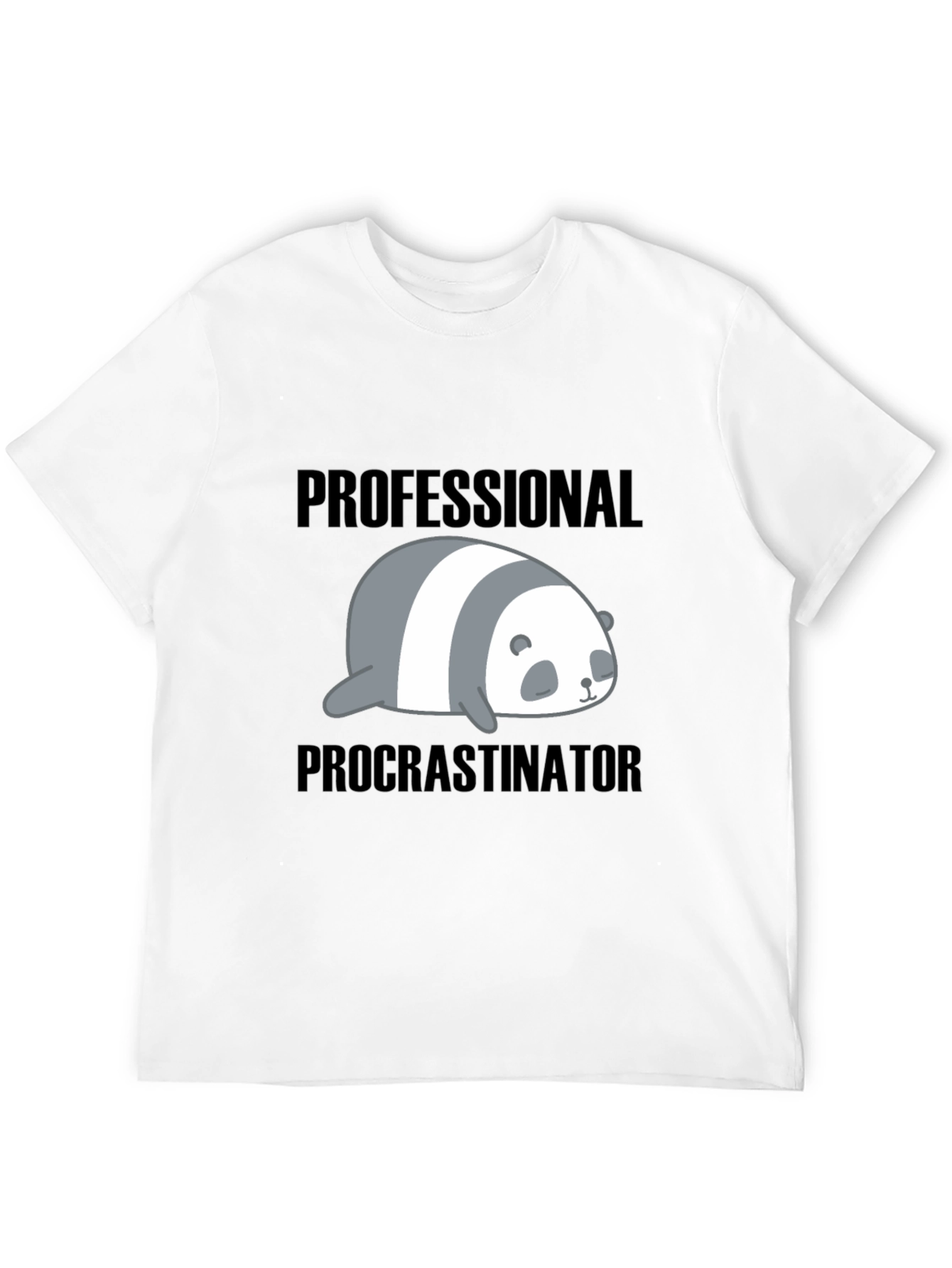 Black Professional Procrastinator Panda T-Shirt - Funny Graphic Tee view 12