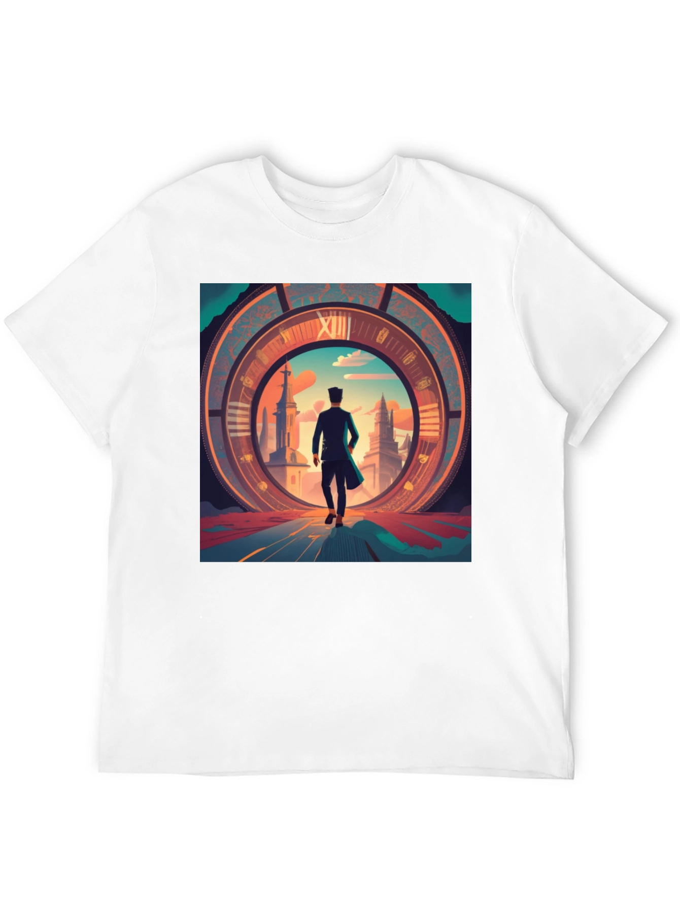 Black Time Traveler Graphic Tee - Black Cotton Blend Shirt view 12