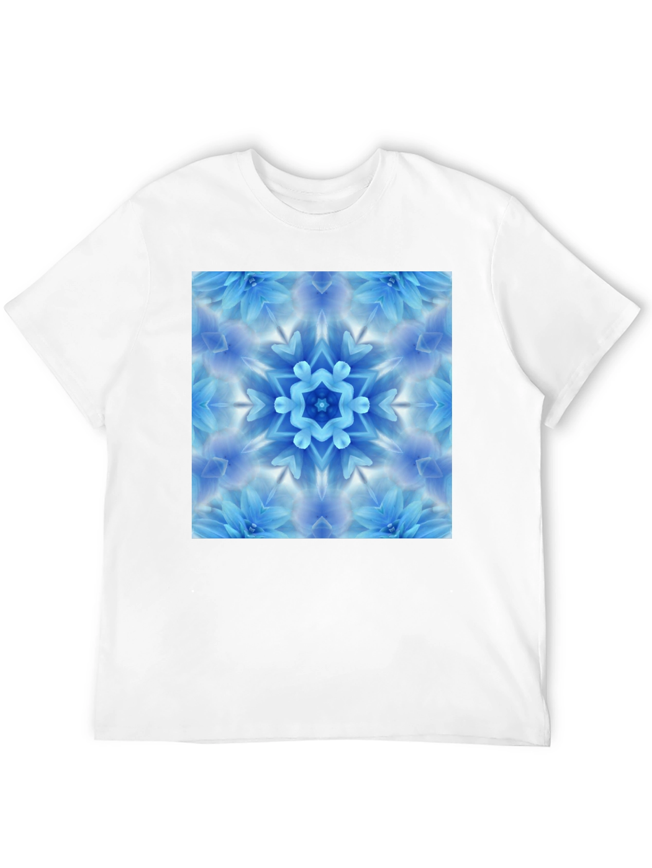 Black Black Tee with Blue Flower Mandala Graphic view 12