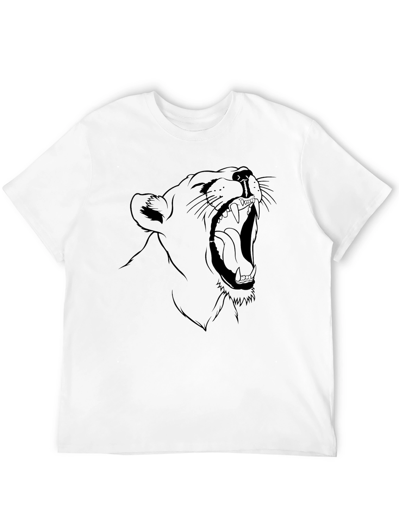 Black Roaring Lion Graphic Tee - Black Cotton T-Shirt view 12