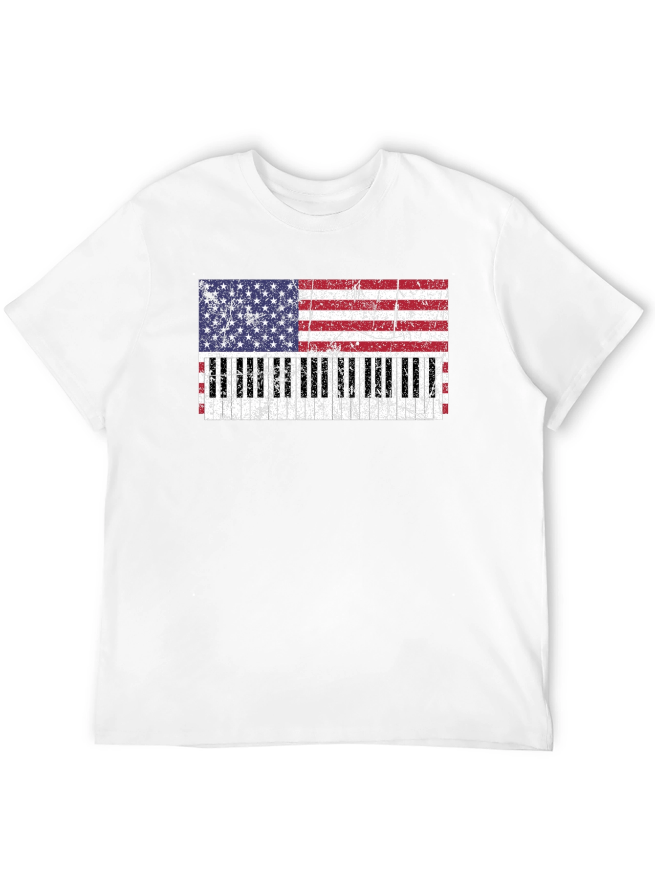 Black American Flag Piano T-Shirt view 12