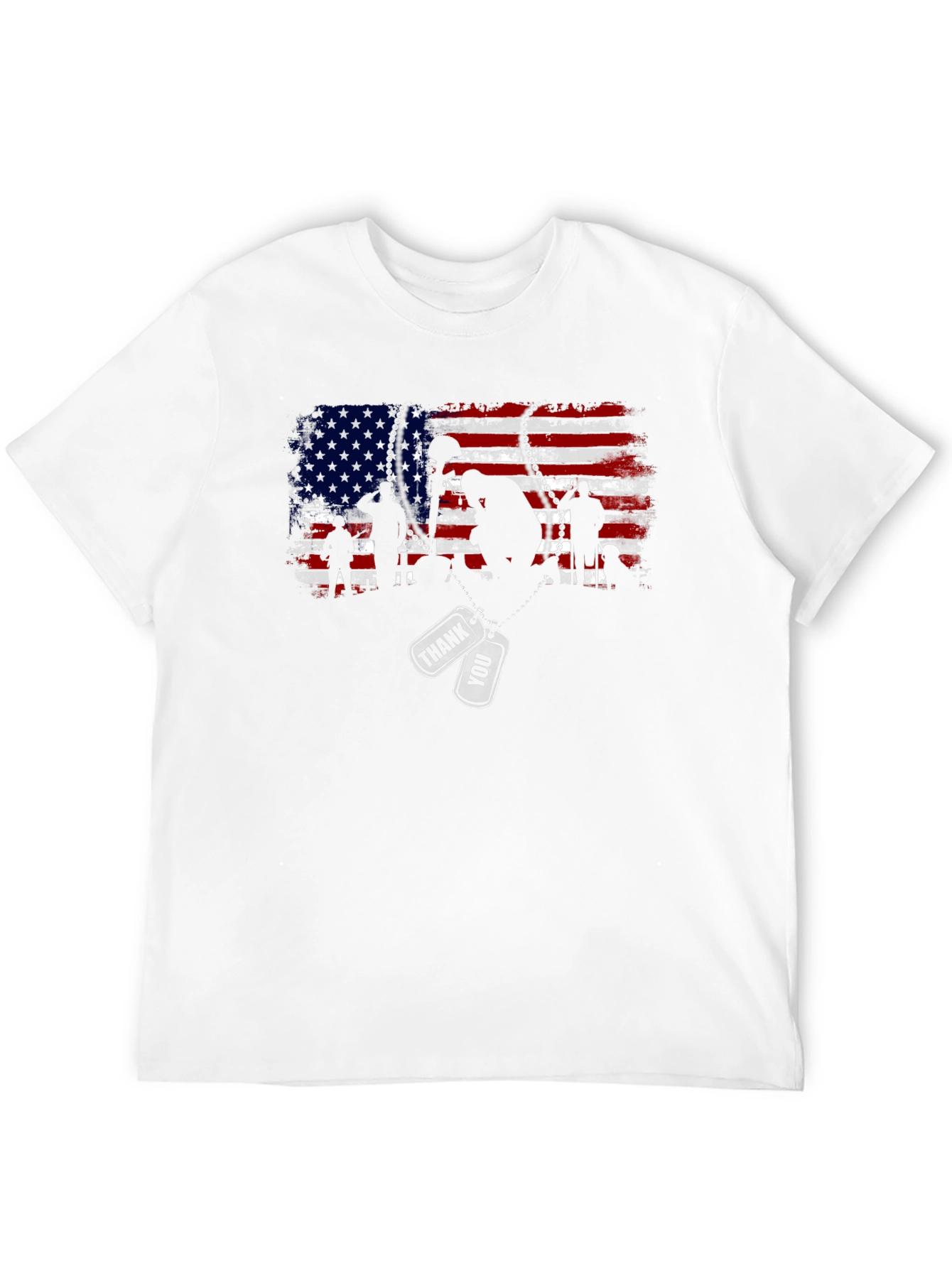 Black Patriotic US Flag Veteran Thank You T-Shirt view 12