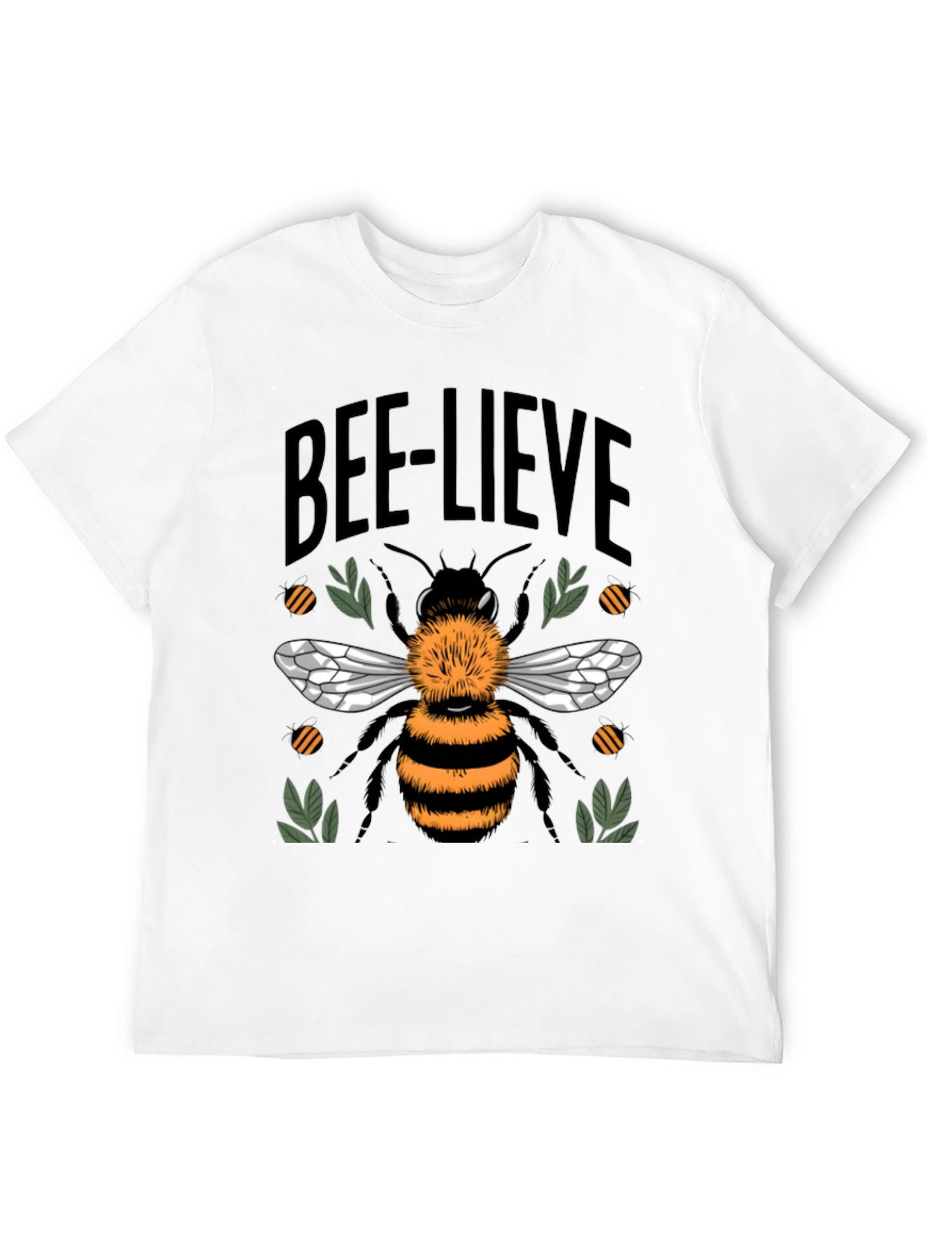Black Bee-lieve Graphic Tee - Black Cotton T-Shirt view 12