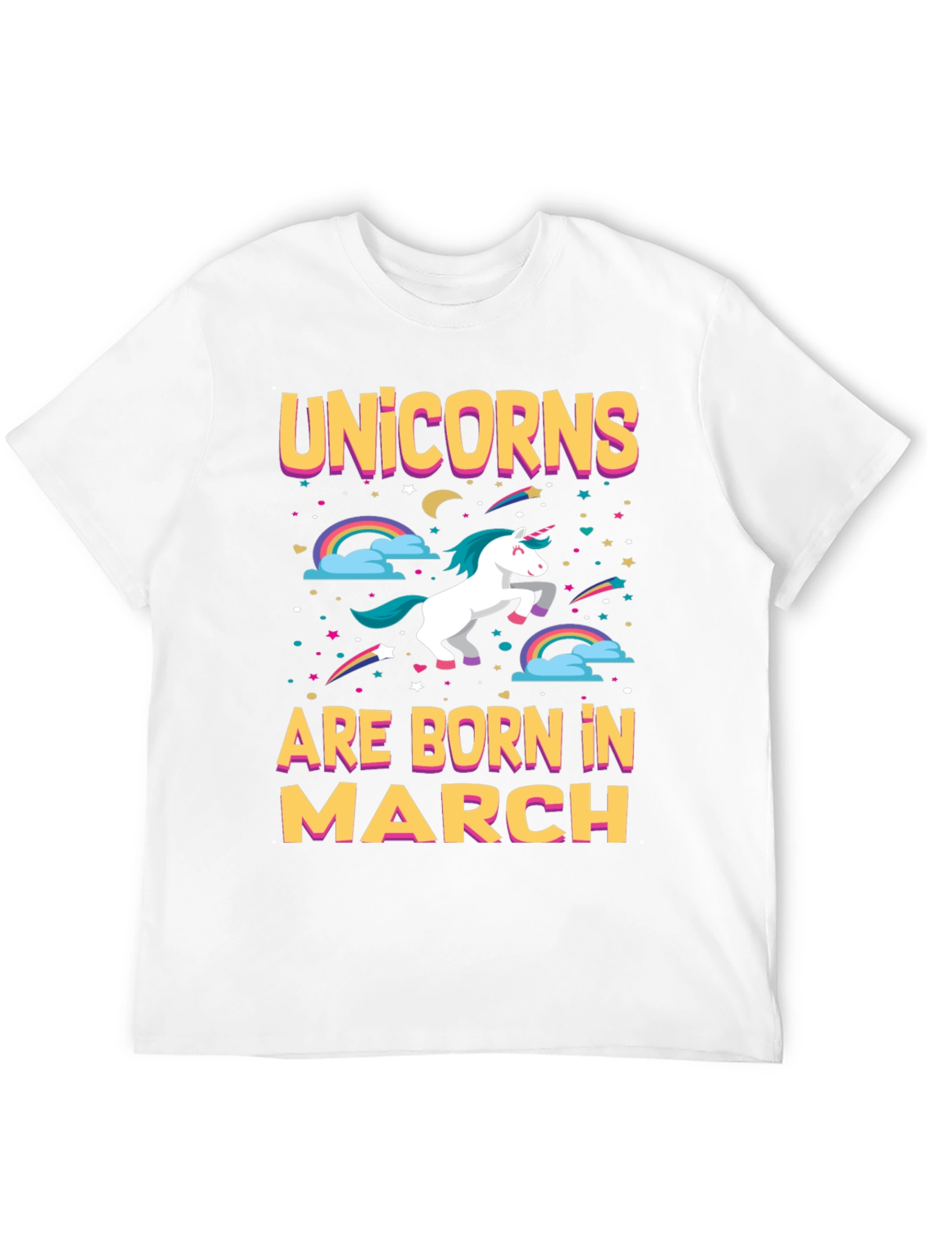 Black Unicorns Born in March T-Shirt view 12