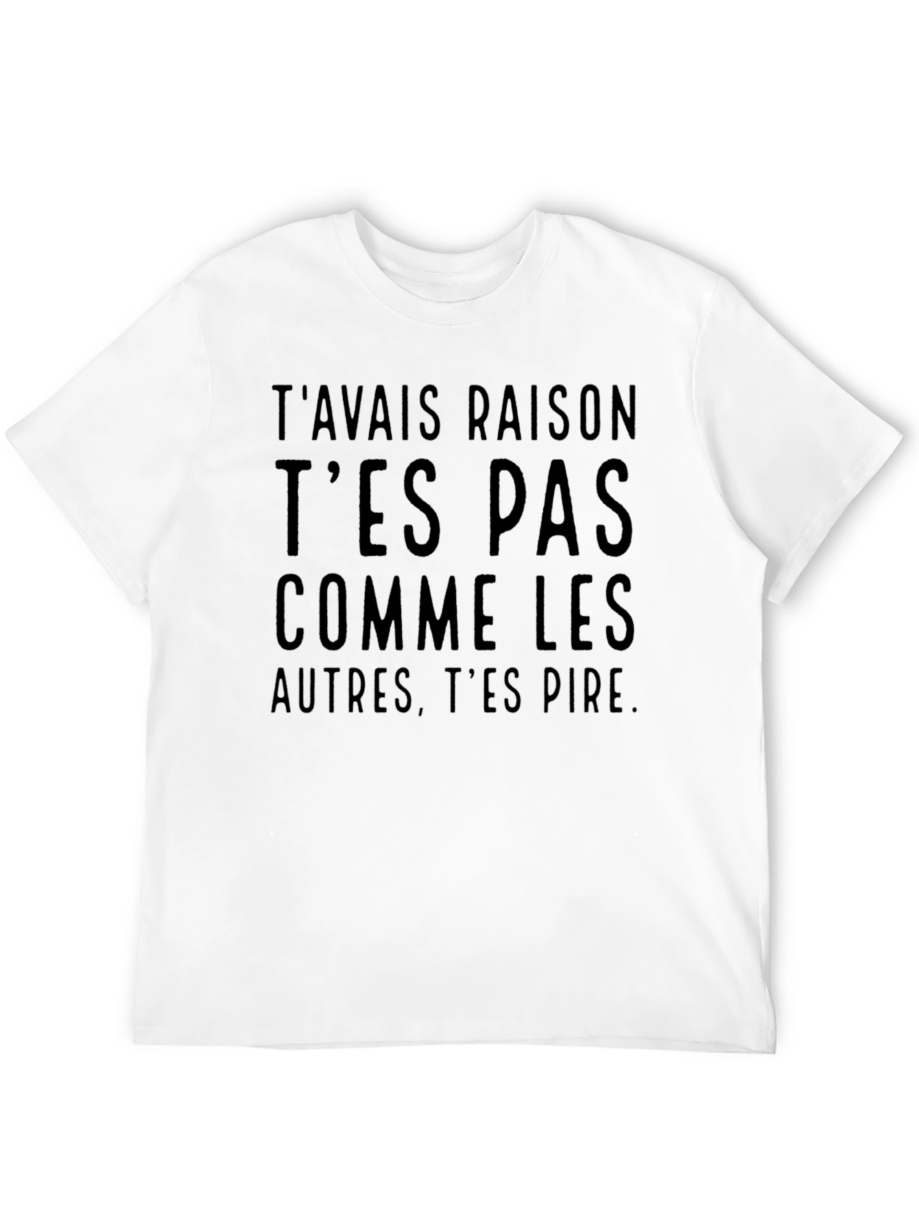 Black Men's Black T-Shirt with Humorous French Text view 12