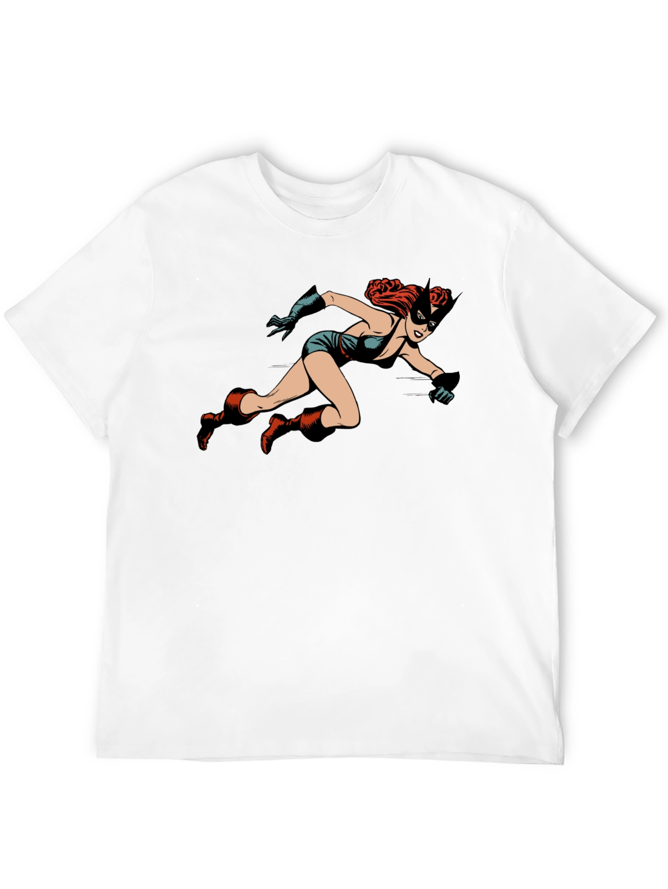 Black Retro Comic Book Heroine Black T-Shirt view 12