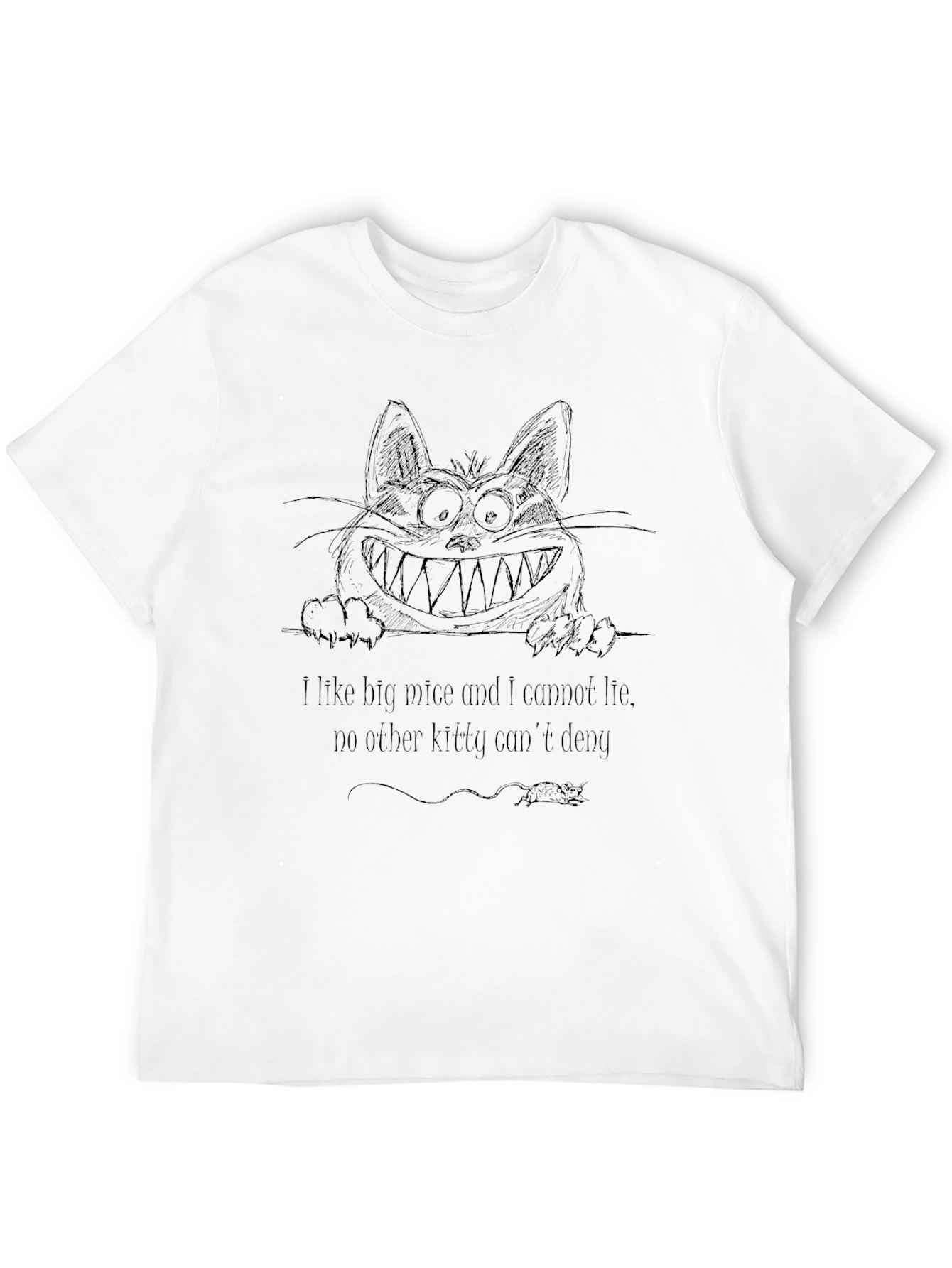 Black Funny Cat Big Mice Black T-Shirt view 12