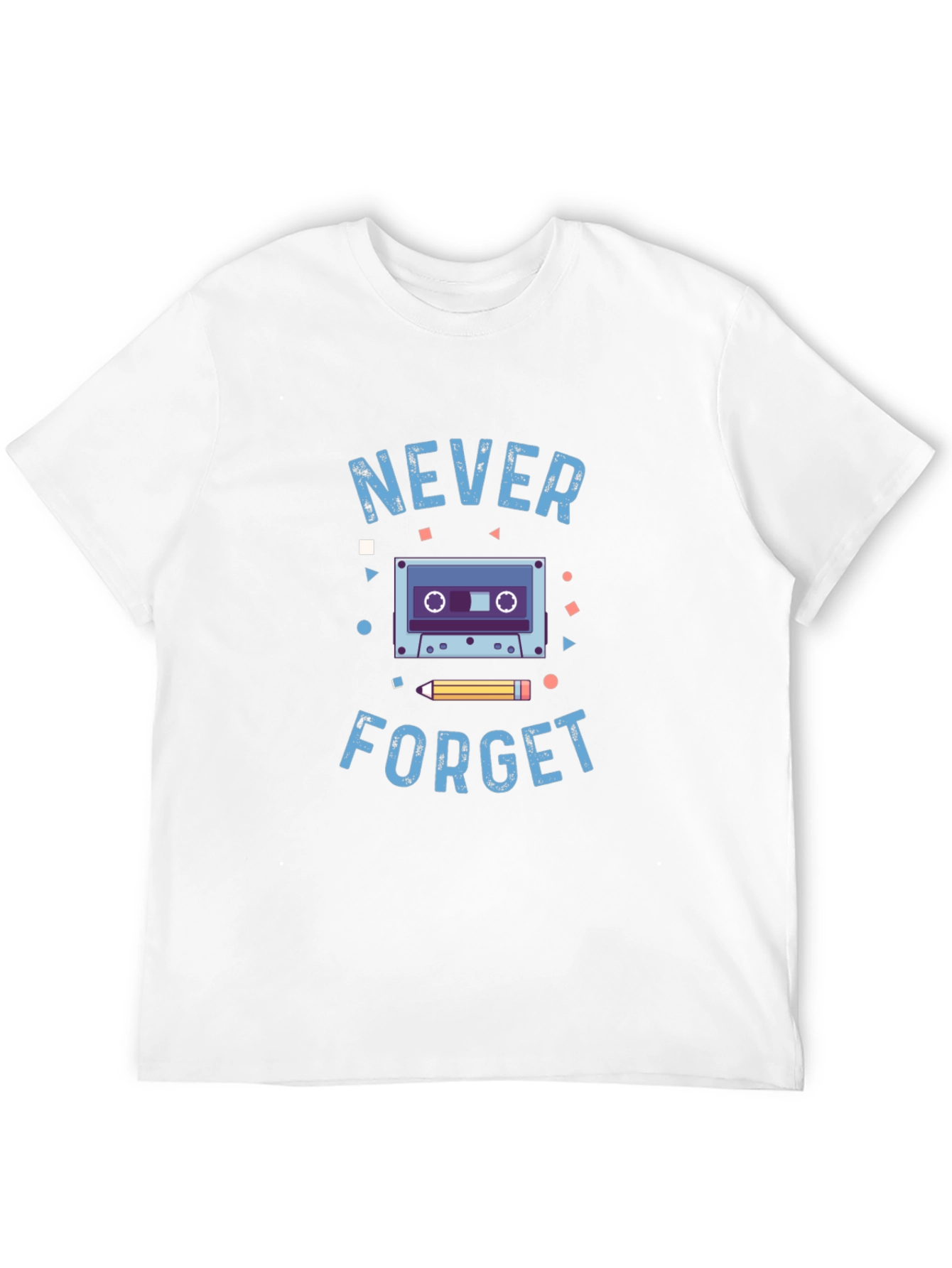 Black Retro Cassette Tape Never Forget Graphic Tee view 12