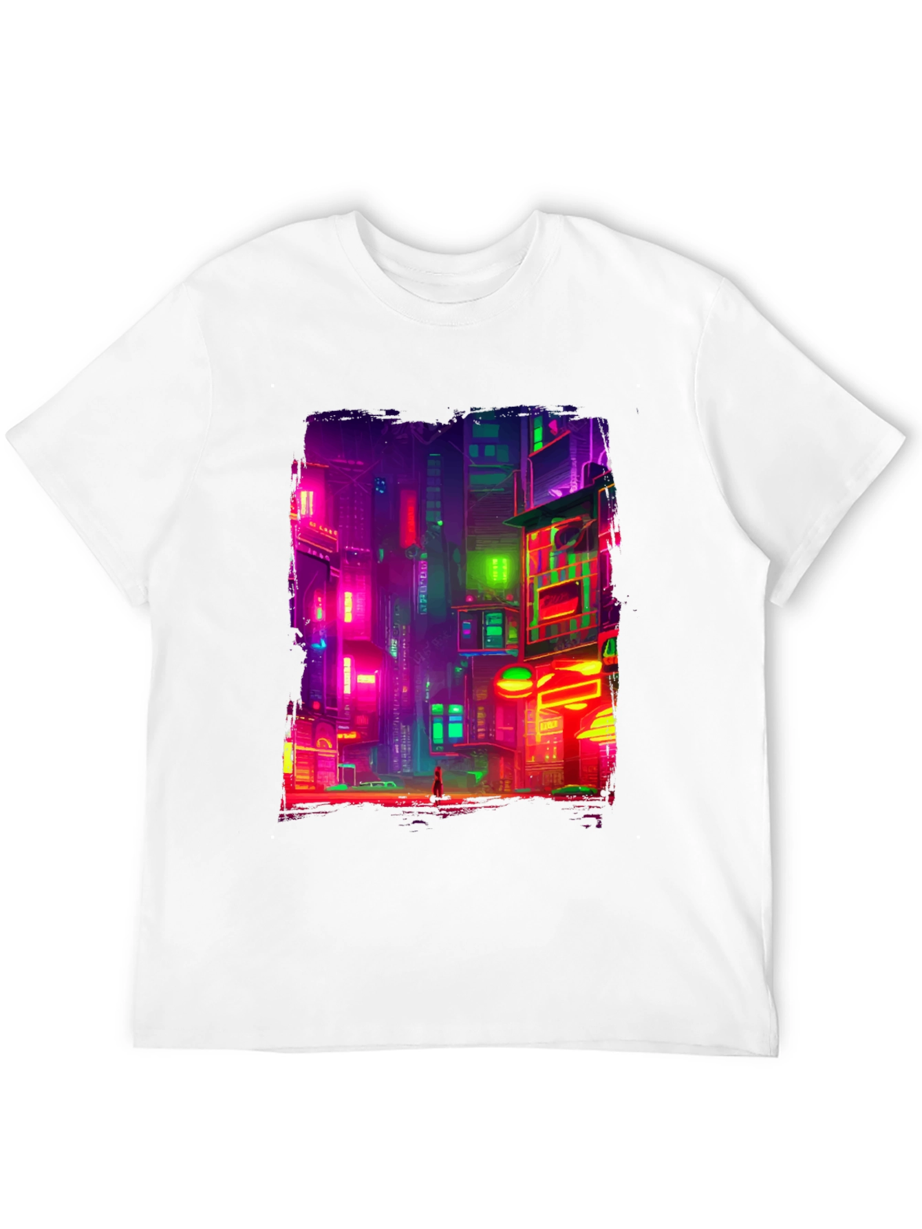 Black Cyberpunk Cityscape Graphic Tee view 12