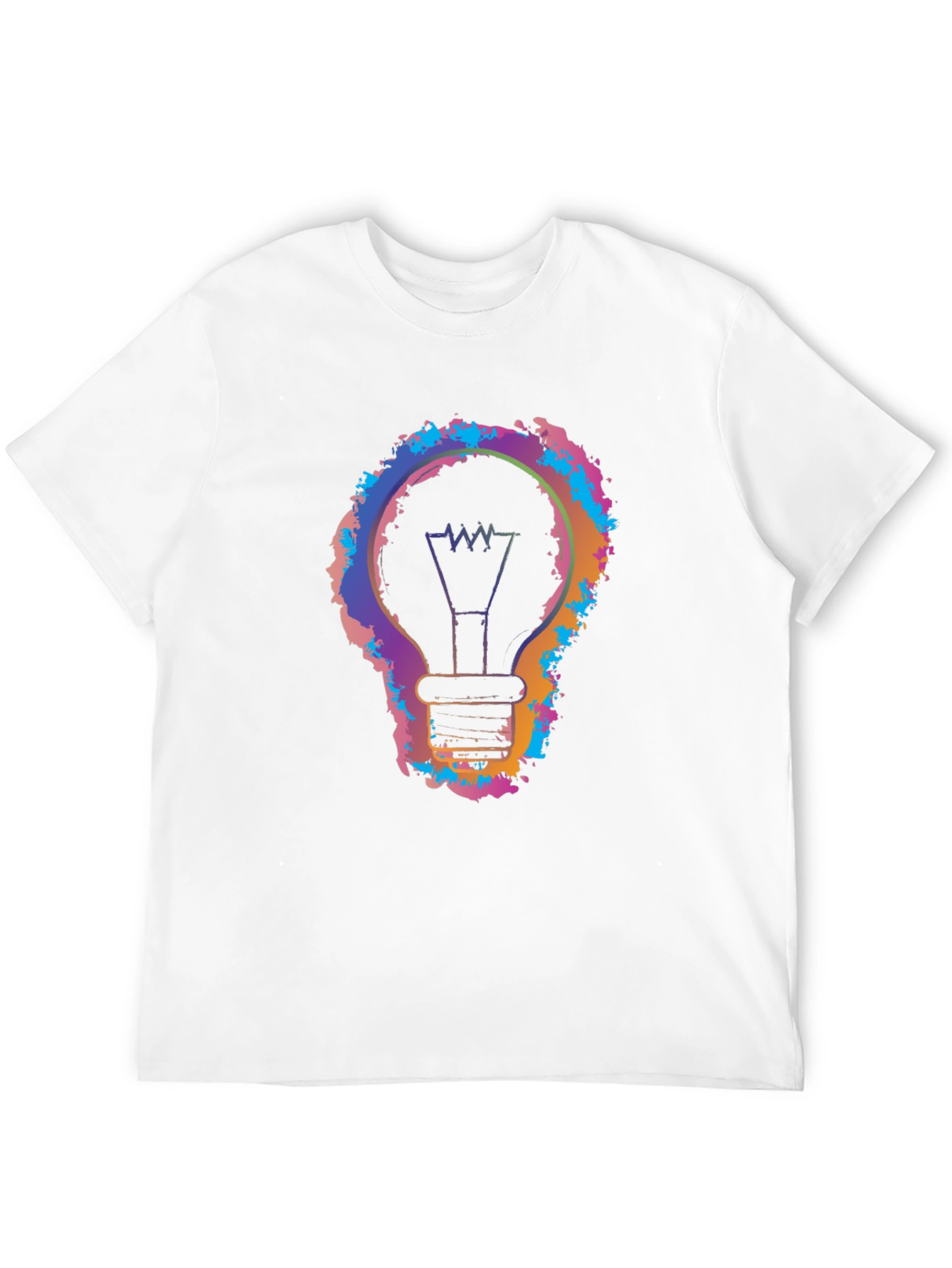 Black Colorful Light Bulb Graphic Black T-Shirt view 12