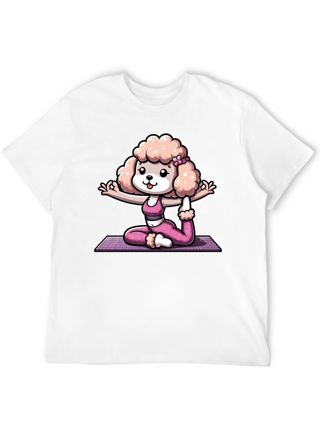 Black Yoga Poodle Graphic Tee - Unisex Cotton T-Shirt view 12