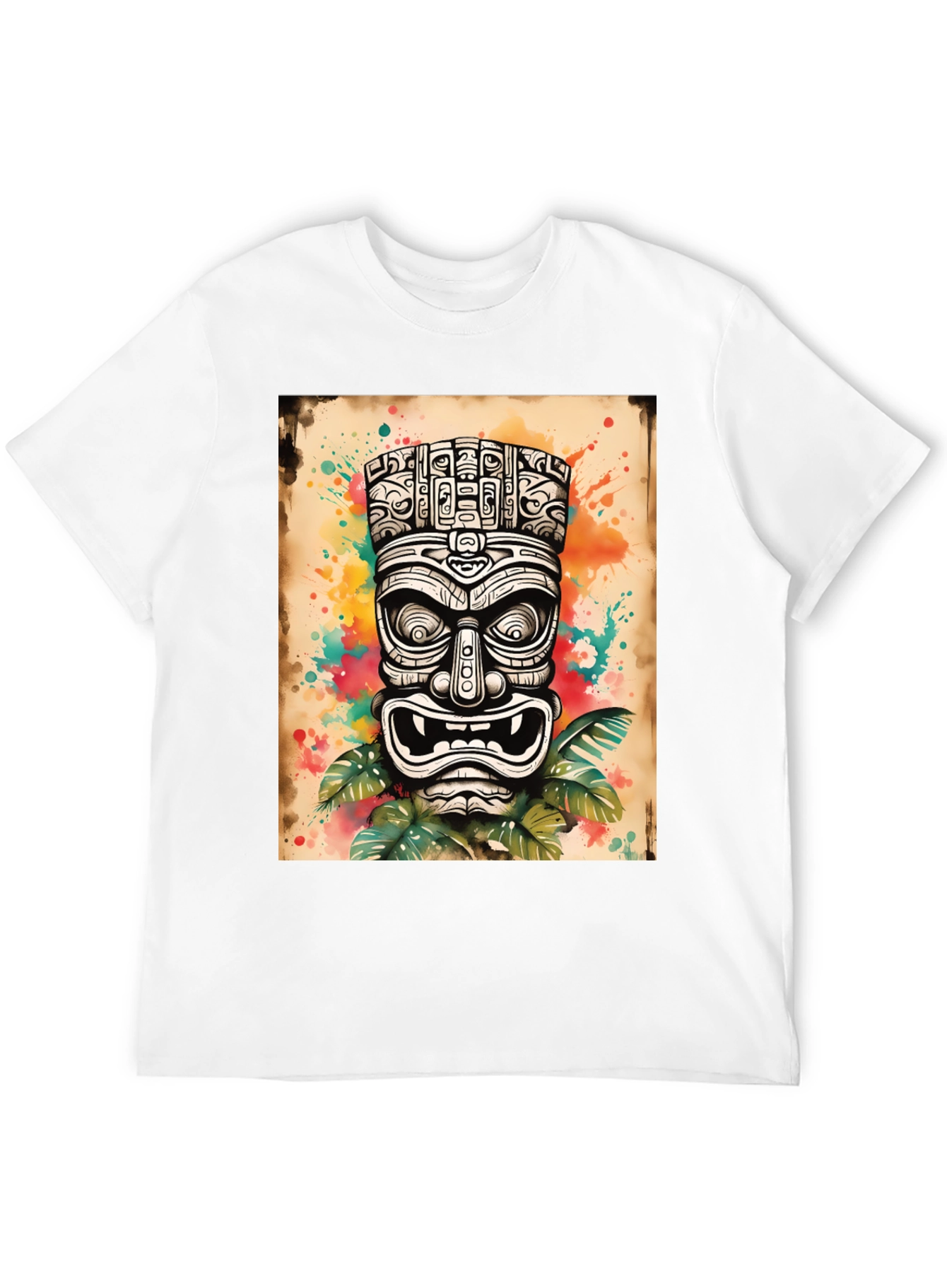 Black Tiki Art Graphic Tee - Men's Black T-Shirt view 12