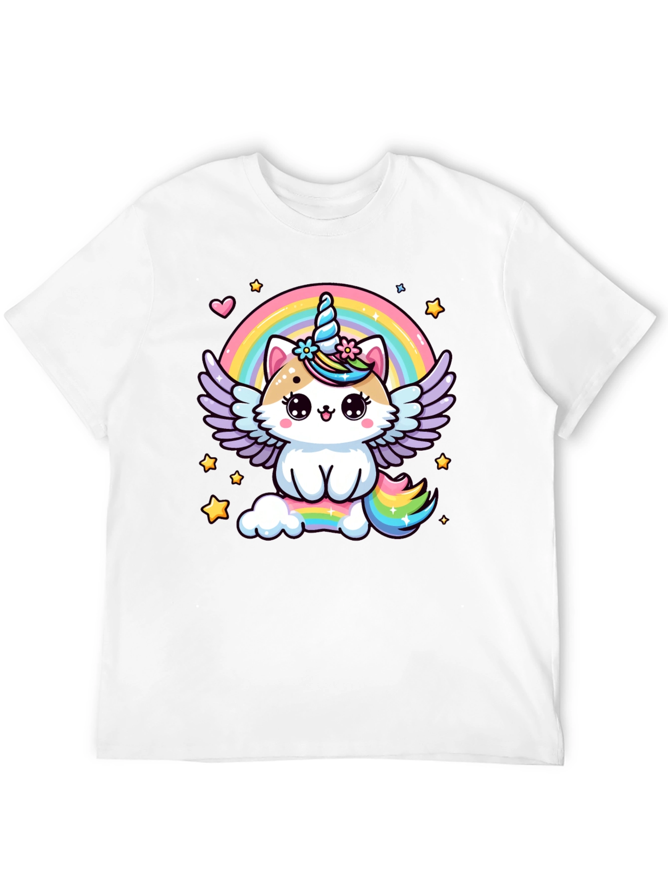 Black Unicorn Cat Rainbow T-Shirt view 12