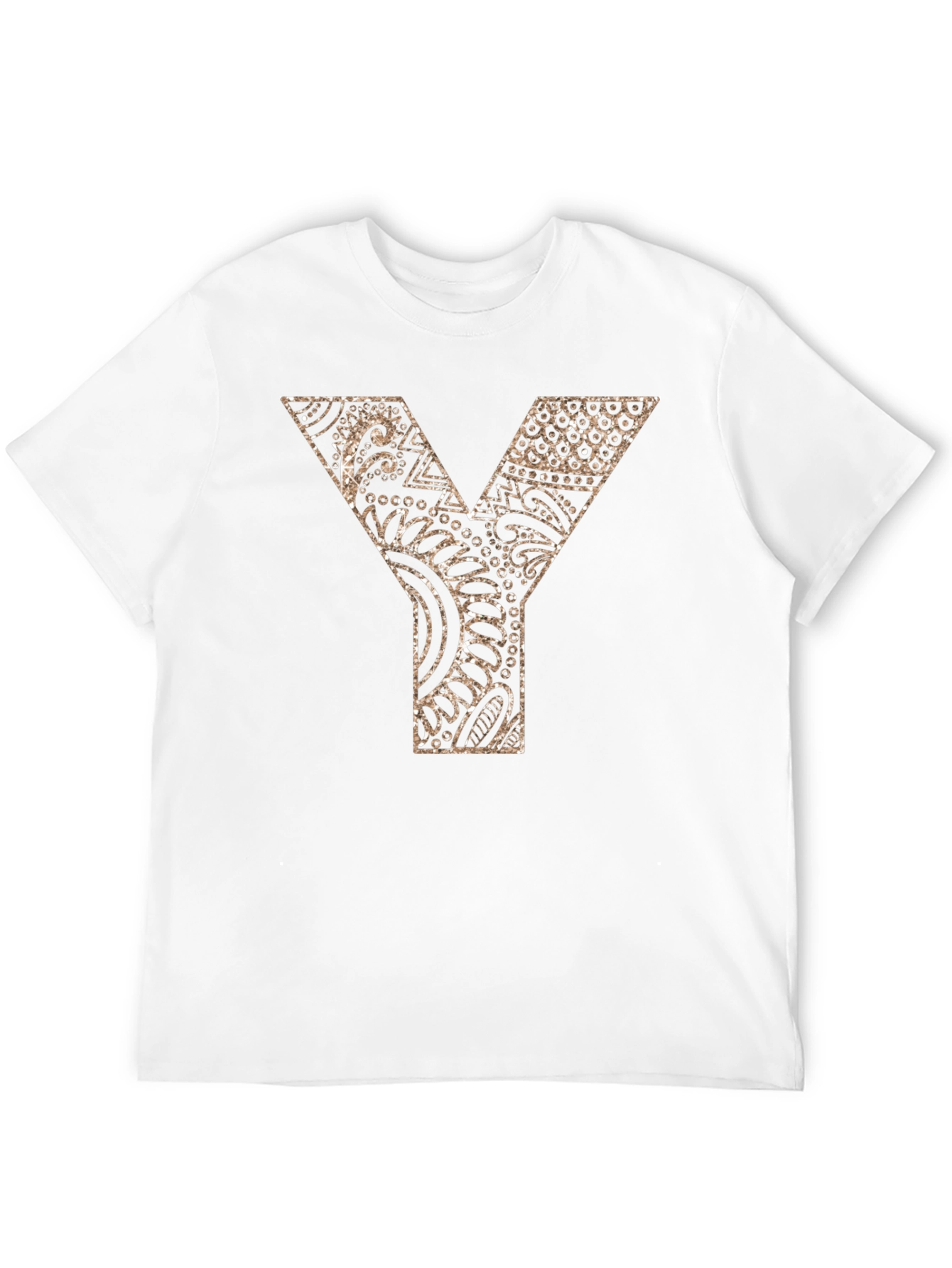 Black Y Letter Patterned Graphic Tee - Black view 12