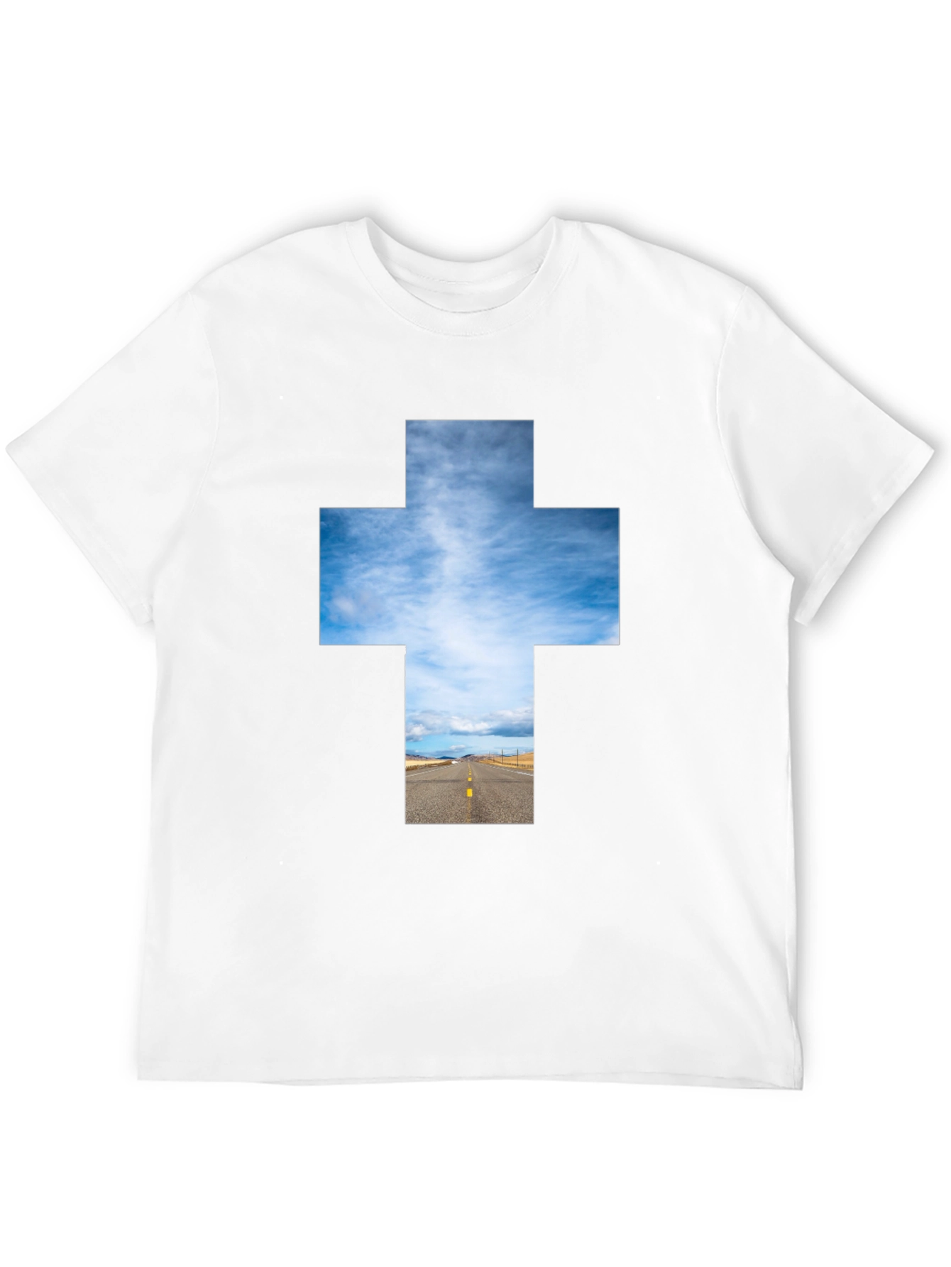 Black Sky Road Cross Graphic Tee - Unisex Black T-Shirt view 12