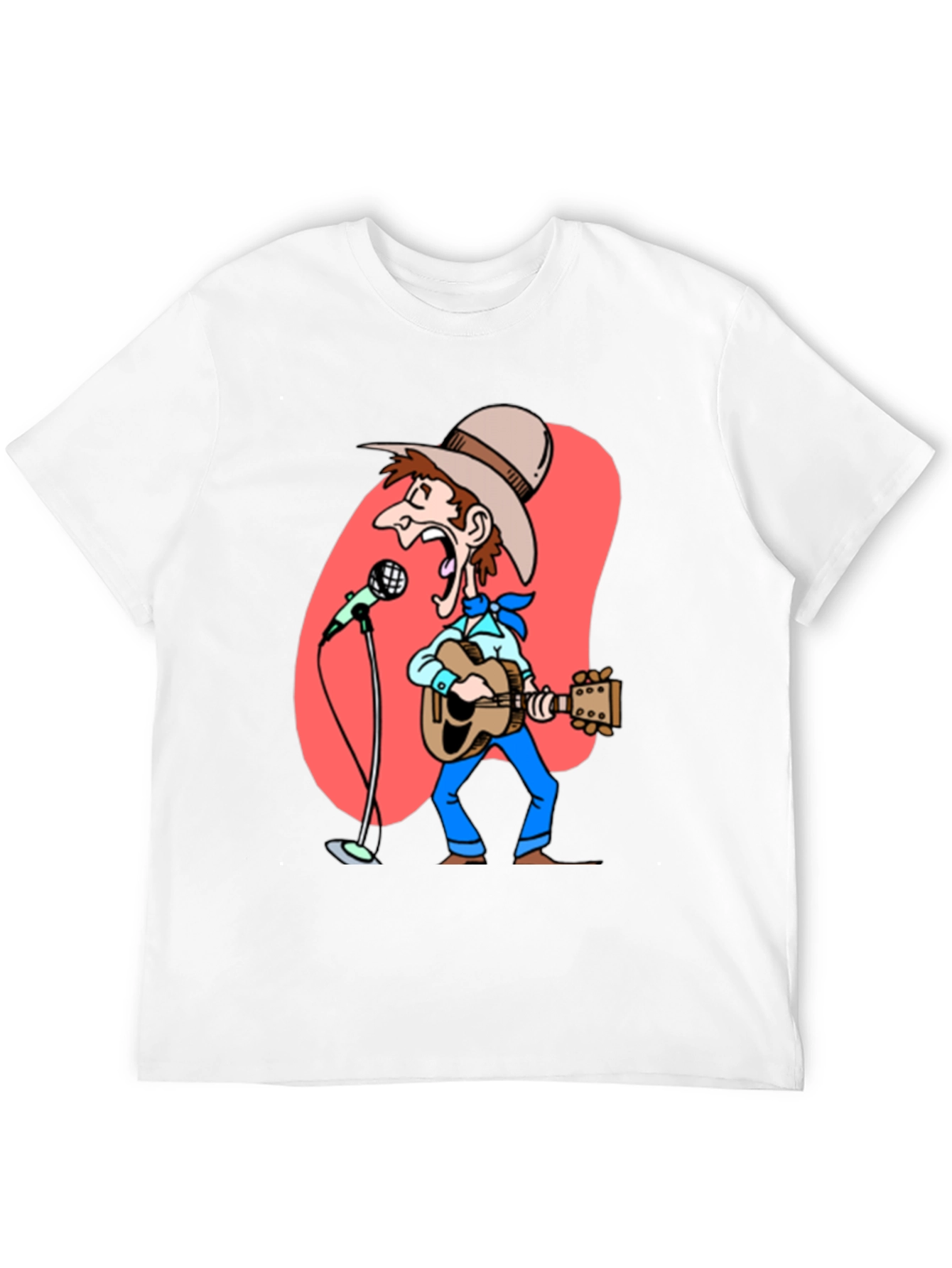 Black Cartoon Cowboy T-Shirt - Guitar & Microphone Graphic view 12