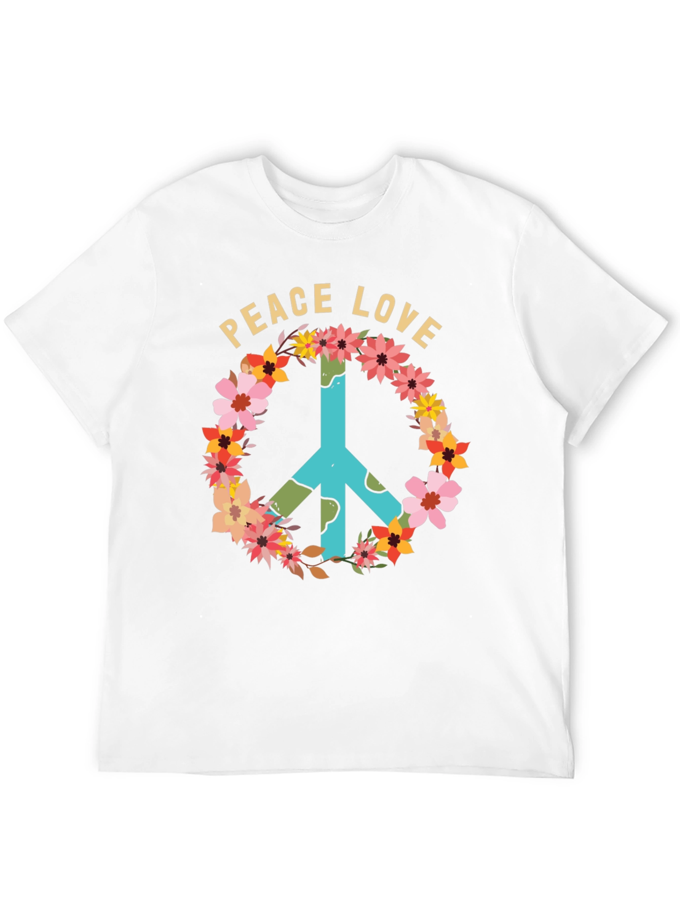 Black Peace Love Floral Sign T-Shirt view 12