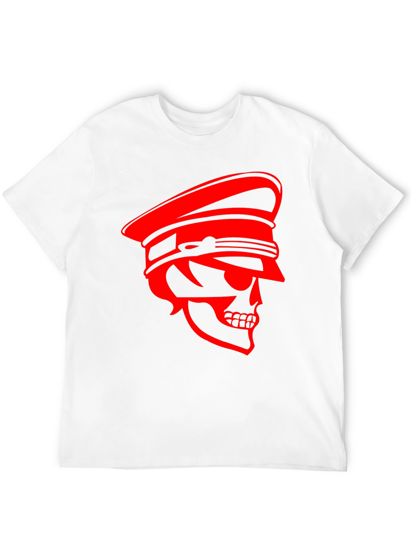 Black Skull Captain Graphic Tee - Bold Red Design on Black Cotton view 12