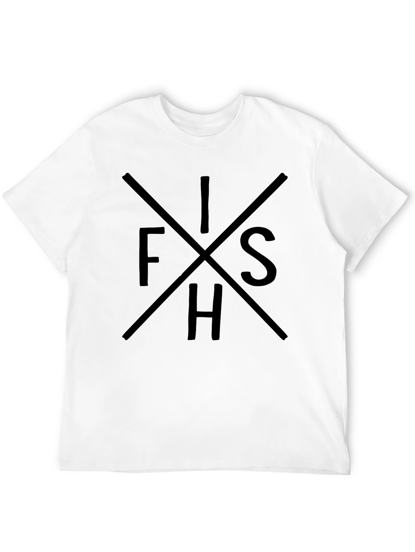 Black FISH Graphic Tee - Black Crew Neck Cotton T-Shirt view 12