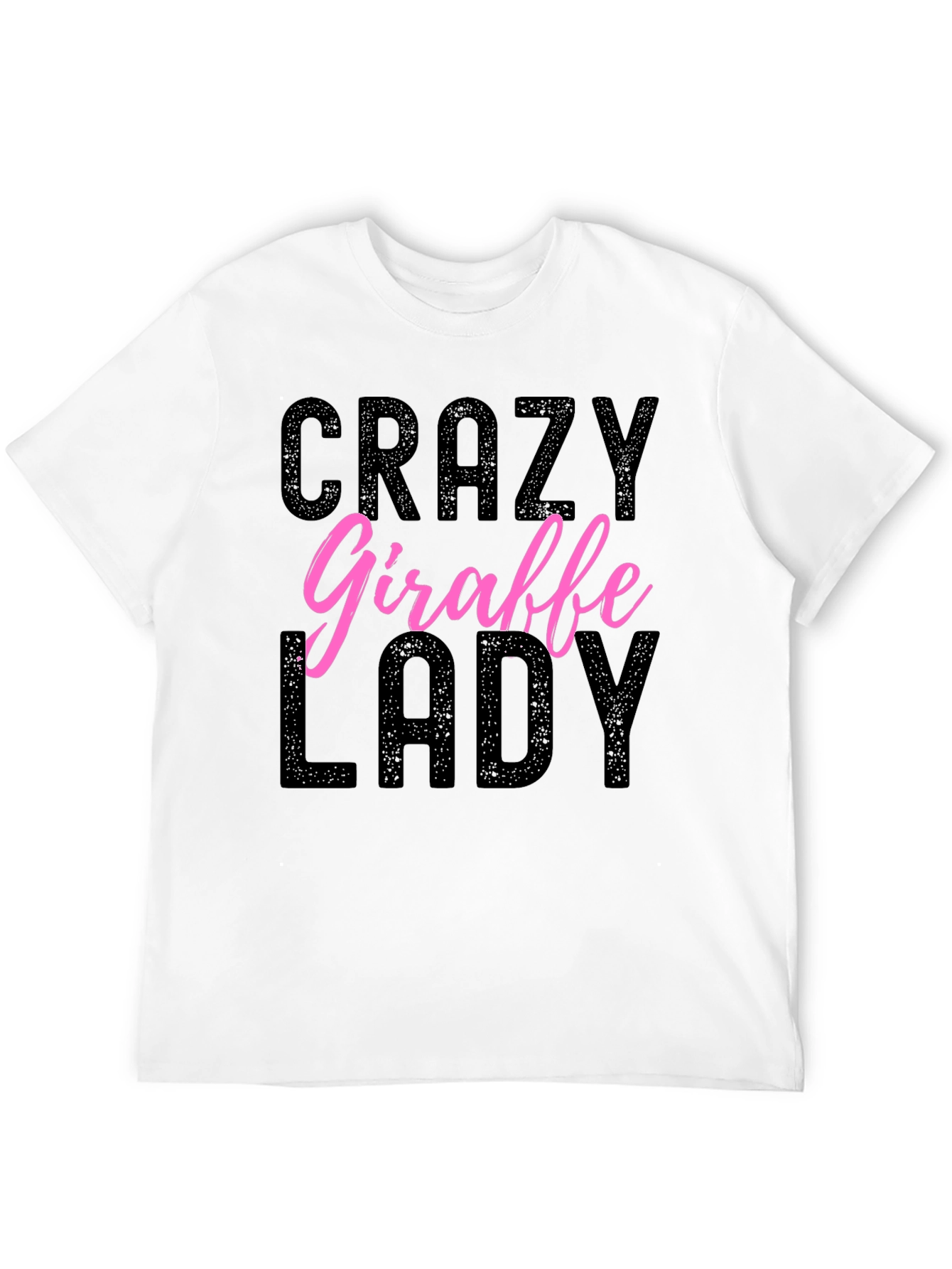 Black Crazy Giraffe Lady Graphic T-Shirt - Novelty Animal Lover Tee view 12