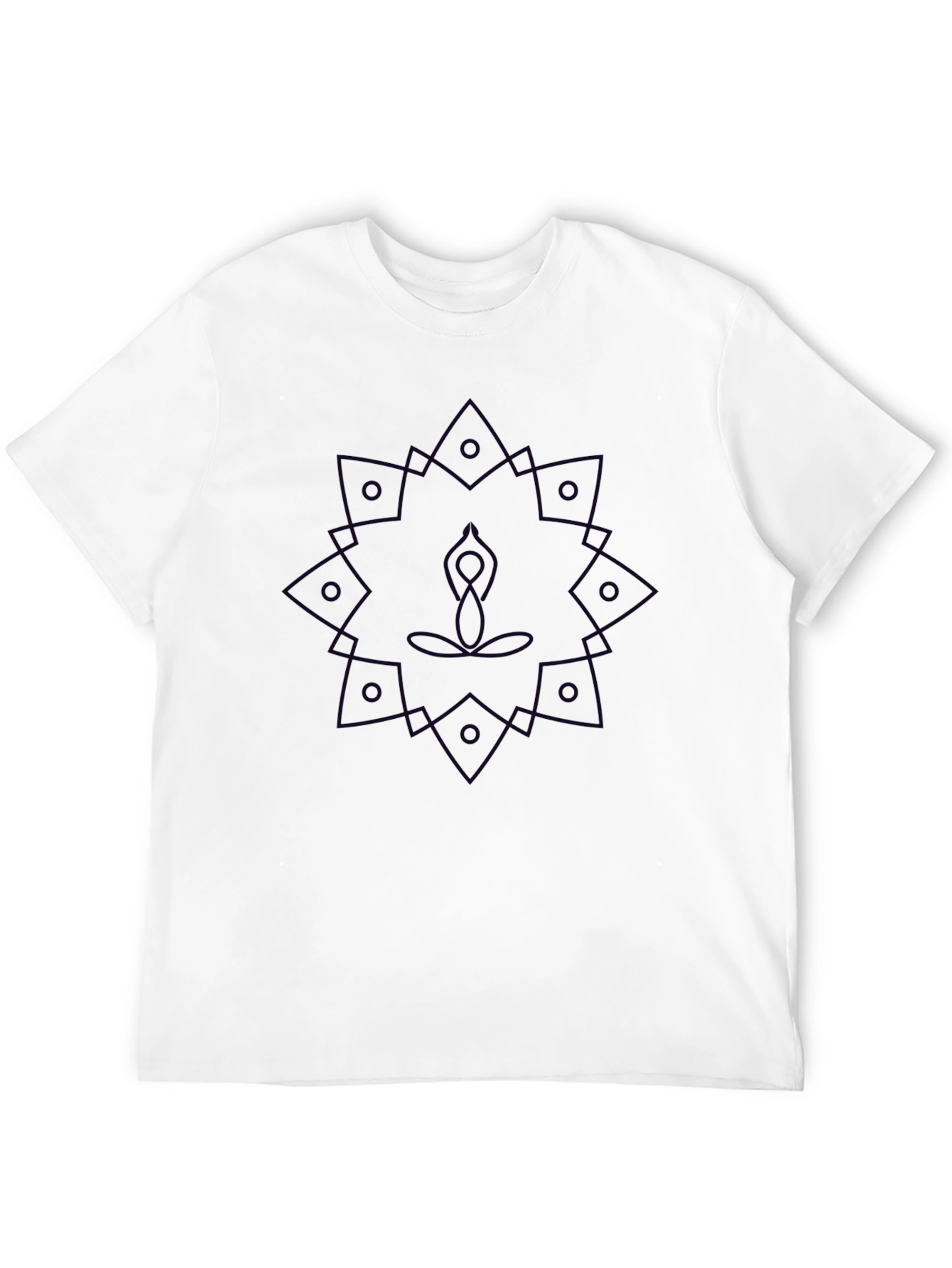 Black Geometric Mandala Yoga Graphic T-Shirt view 12