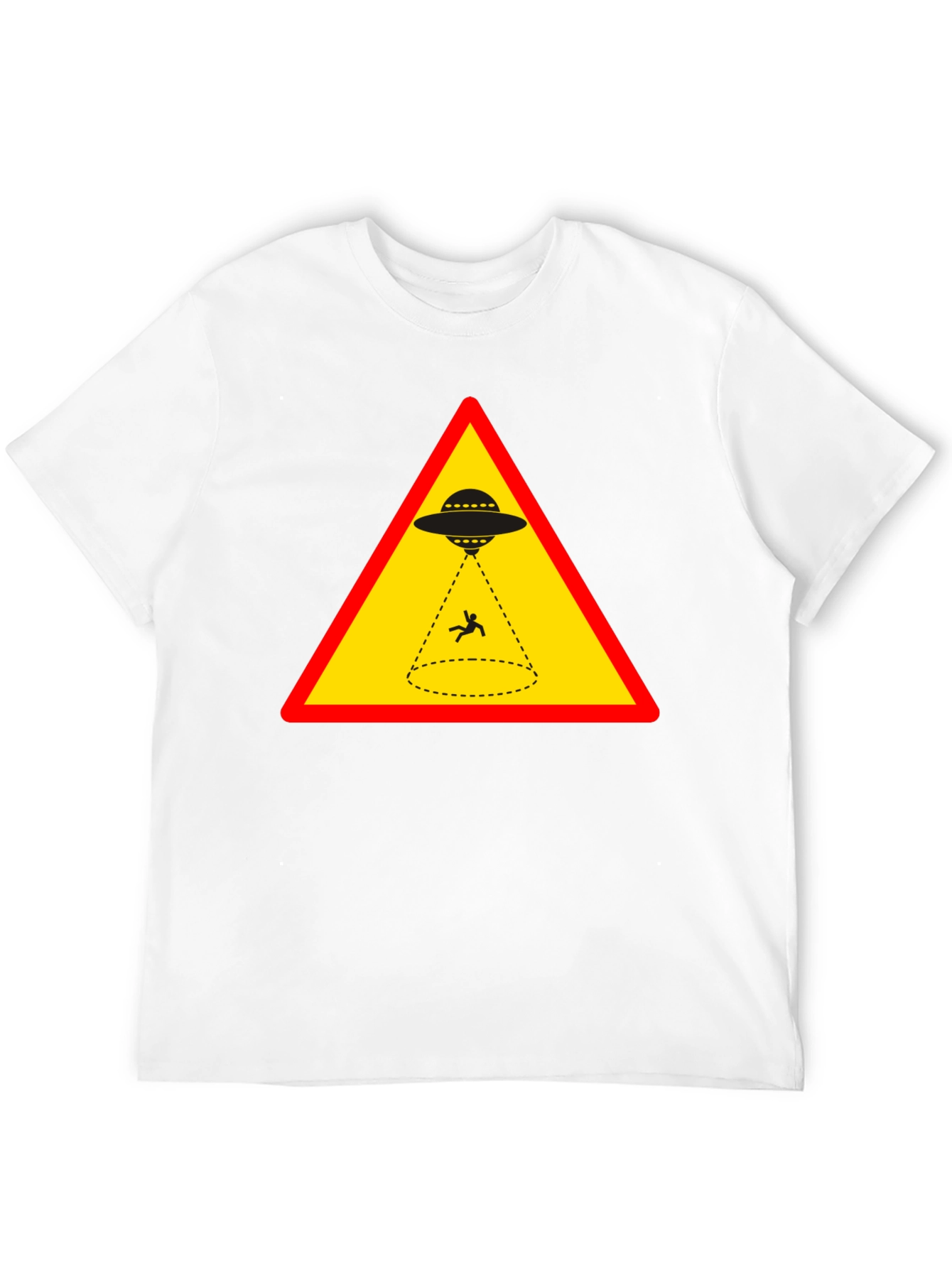 Black Alien Abduction T-Shirt - Warning Sign Graphic view 12