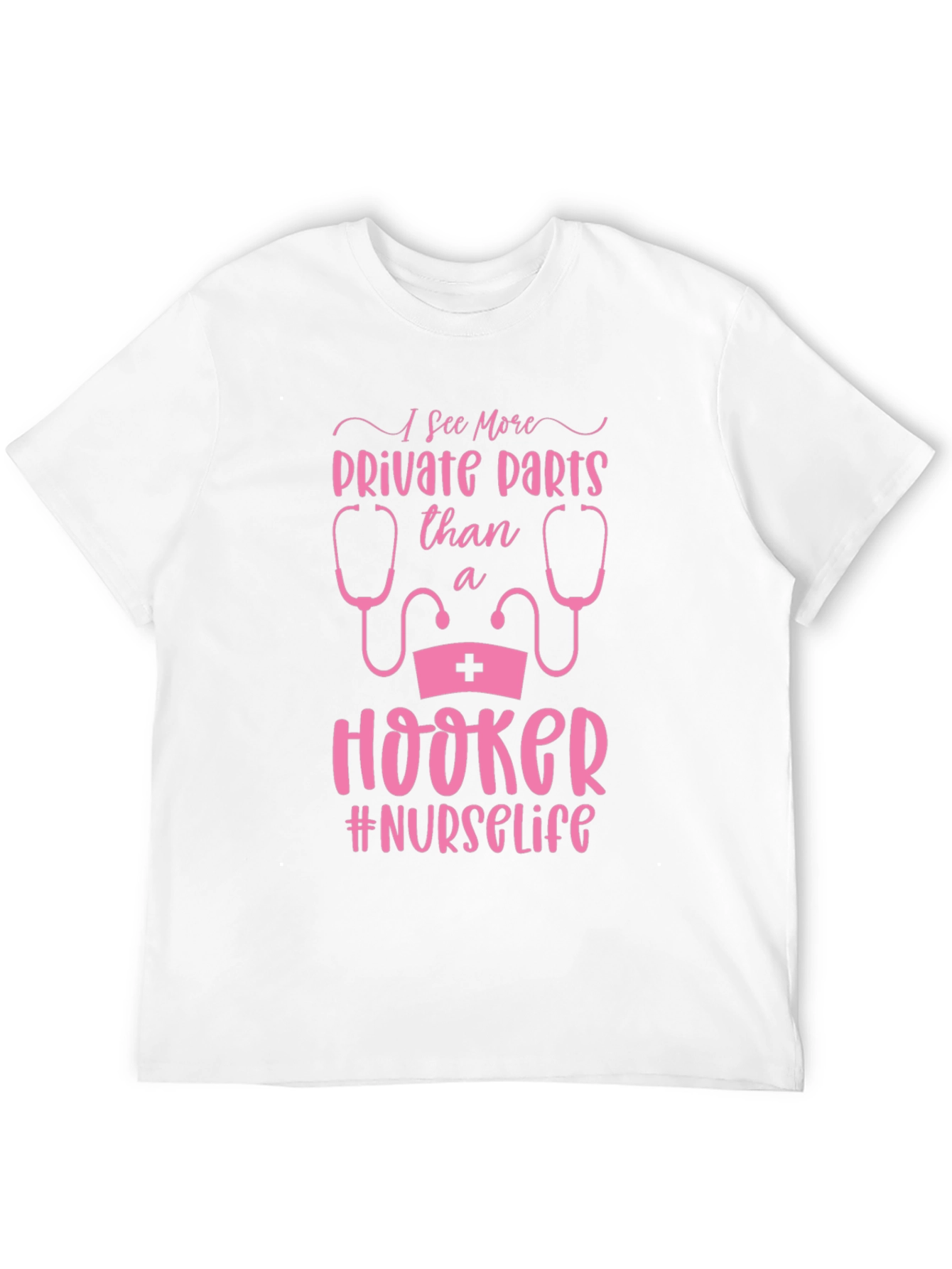 Black Funny Nurse T-Shirt: I See More Private Parts view 12