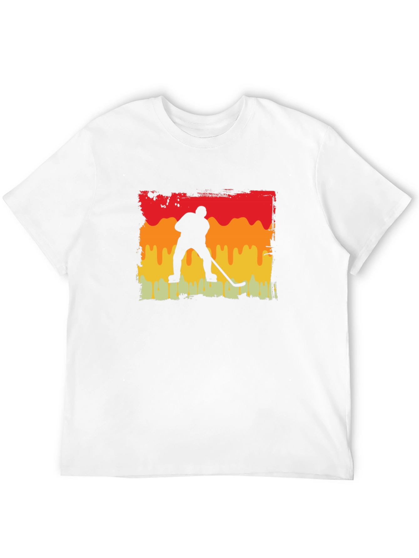 Black Retro Hockey Player Graphic Tee - Black Cotton T-Shirt view 12