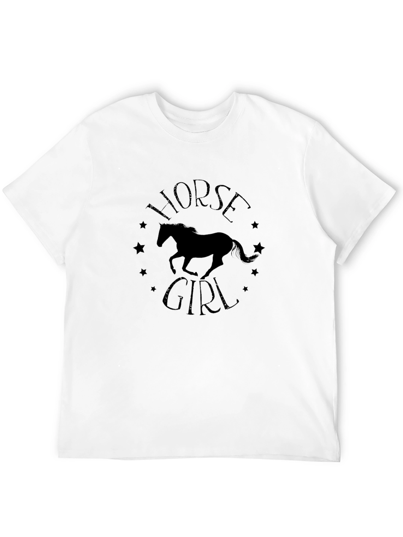 Black Horse Girl Graphic Tee - Black Cotton T-Shirt view 12