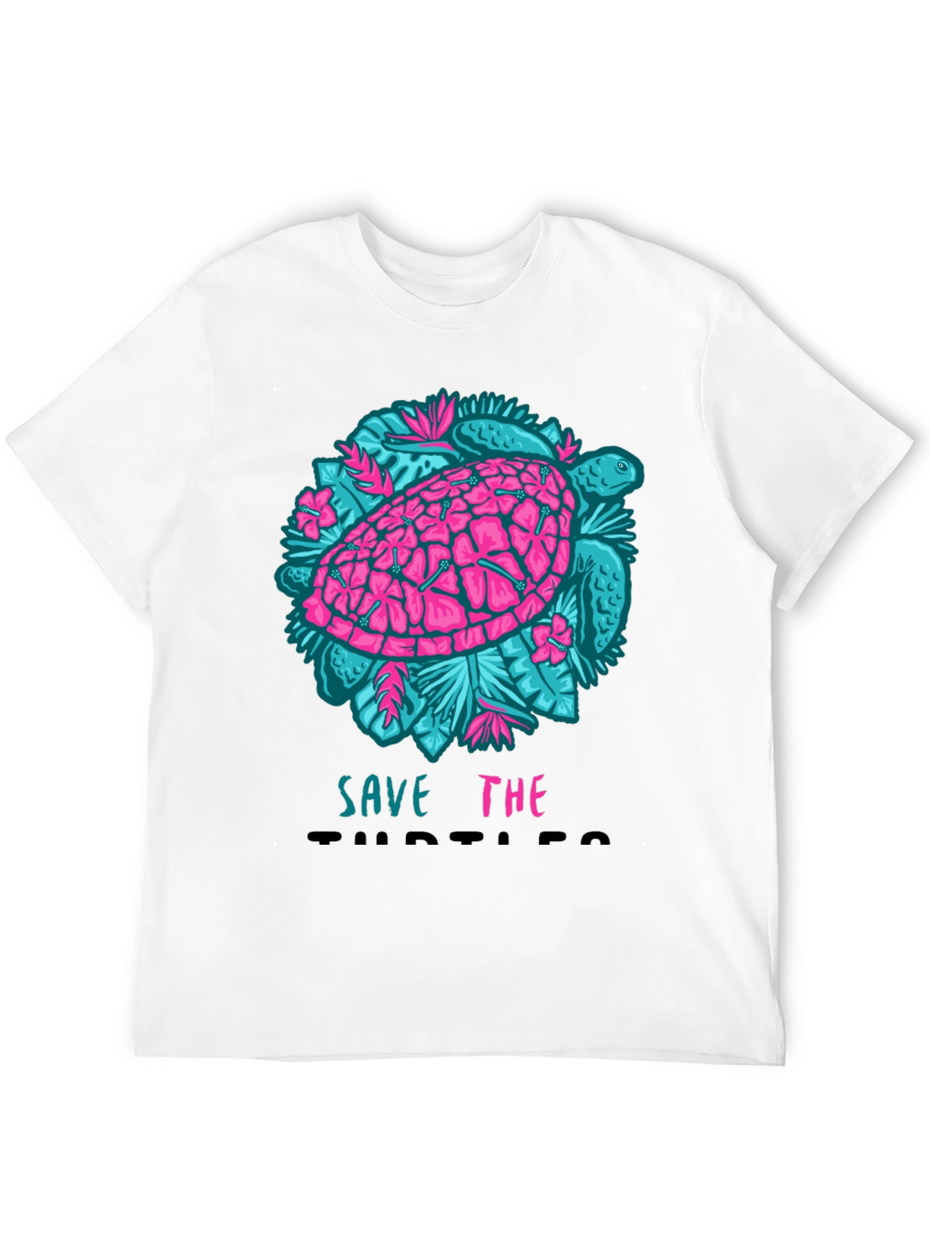 Black Save the Turtles Graphic Tee - Black Cotton T-Shirt view 12