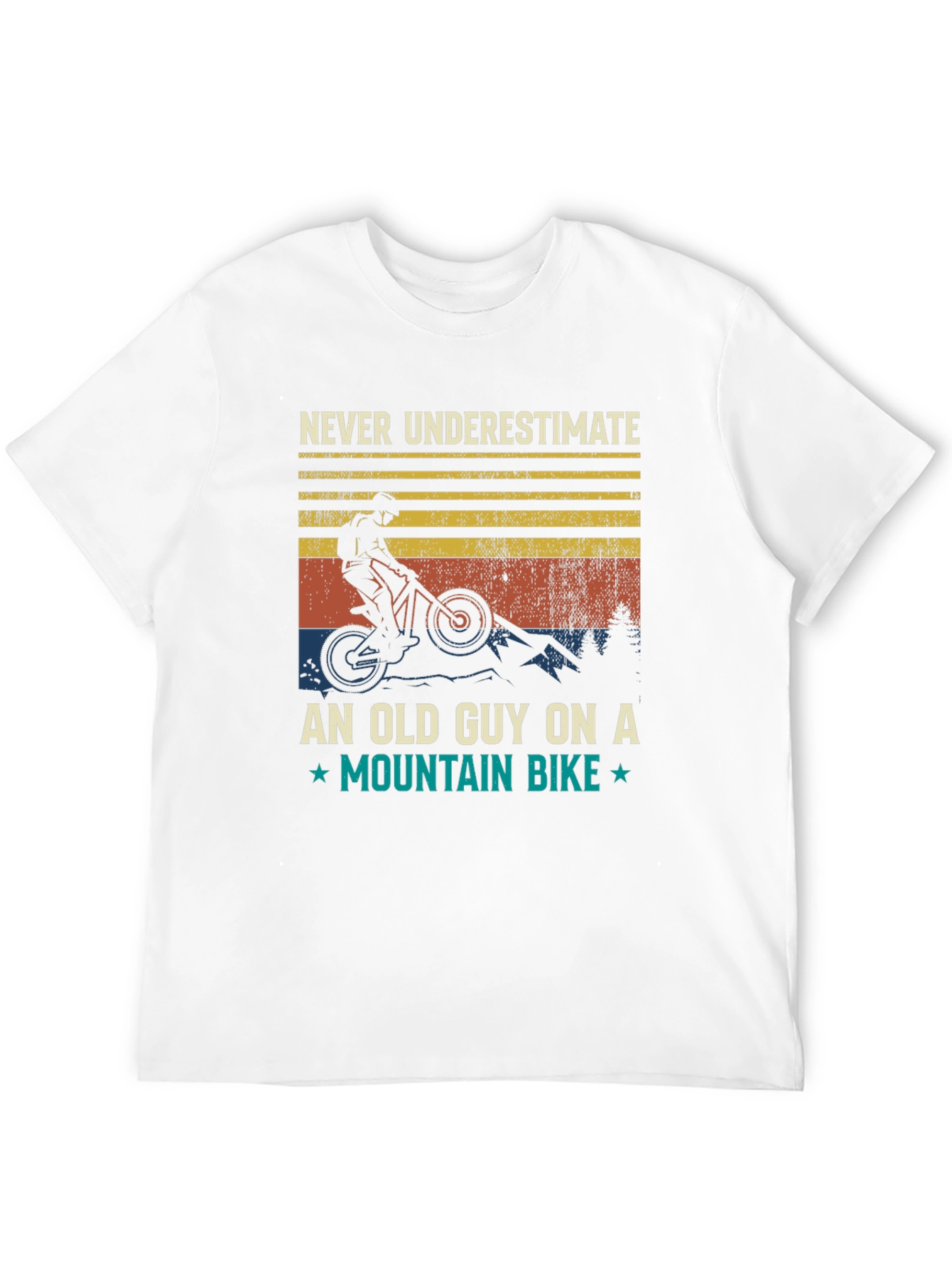 Black Never Underestimate Old Guy Mountain Bike T-Shirt view 12